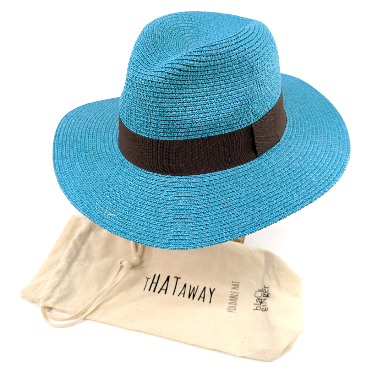Turquoise Blue Panama Folding Hat 57cm thescarfgiraffe