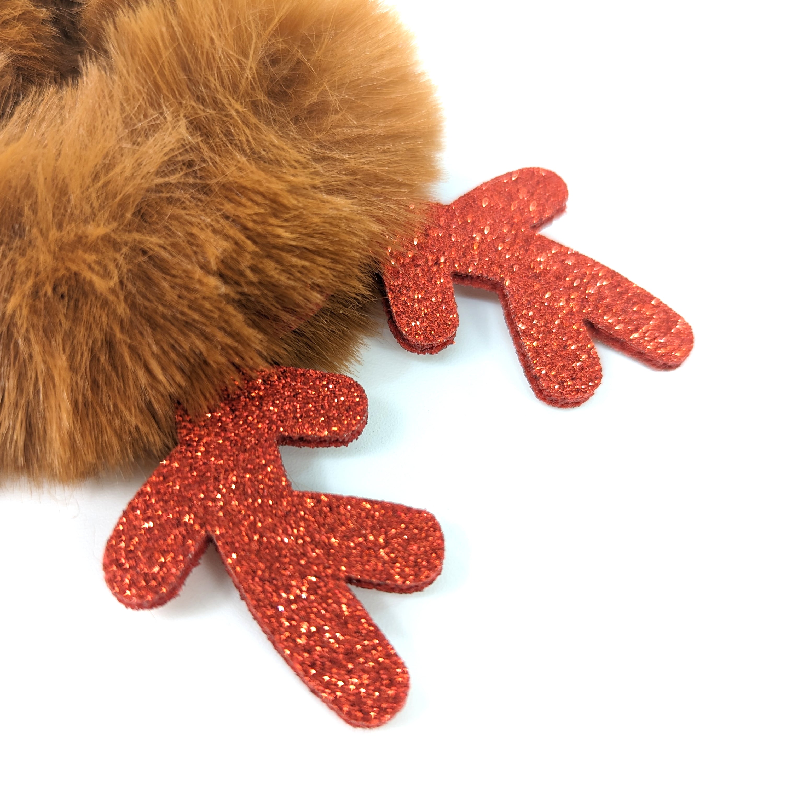 Natural Faux Fur Hairband with Sparkly Reindeer Antlers