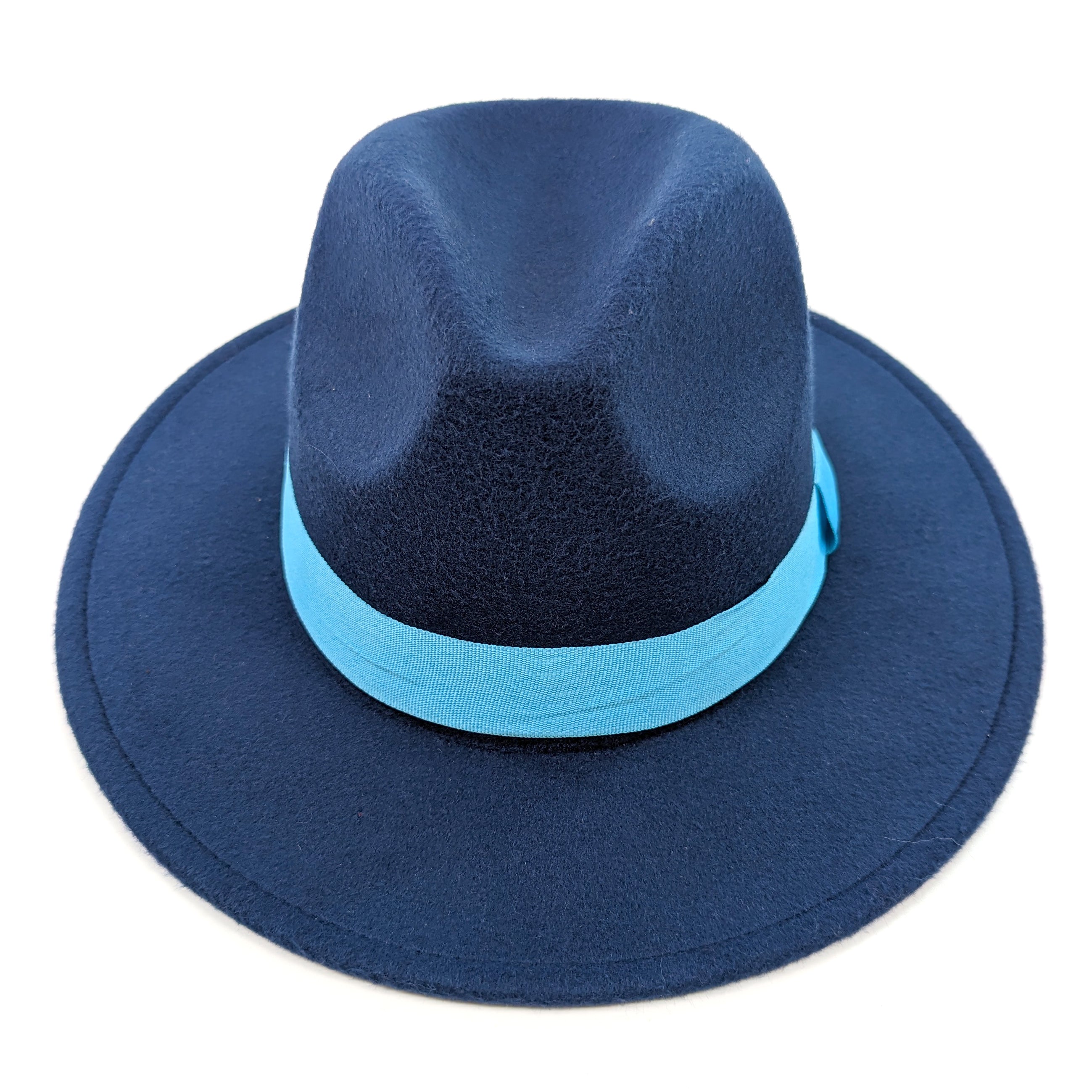 Navy Blue Fedora Hat - Royal Blue Band