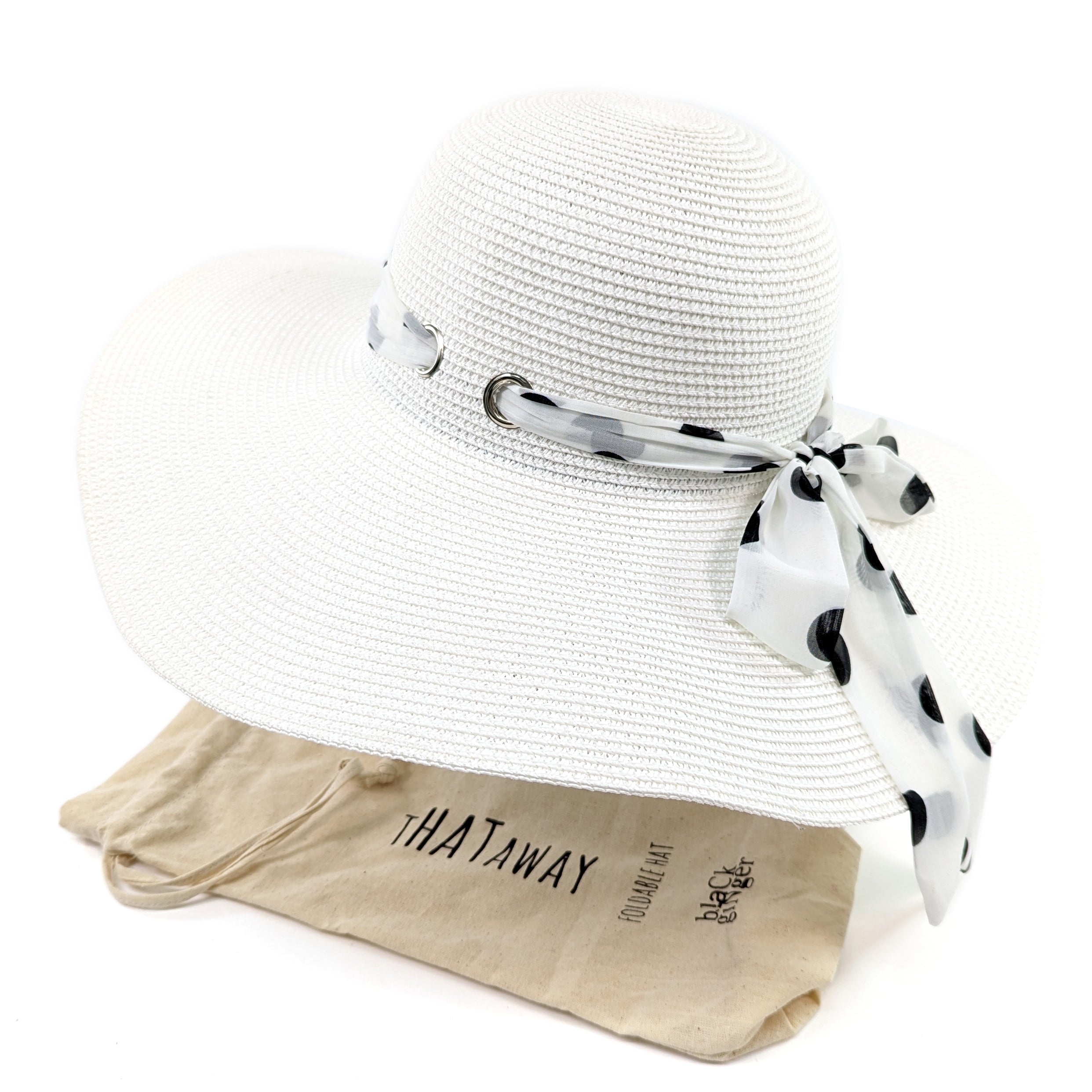 Folding Travel Sun Hat with a Wide Brim and Changeable Ribbon