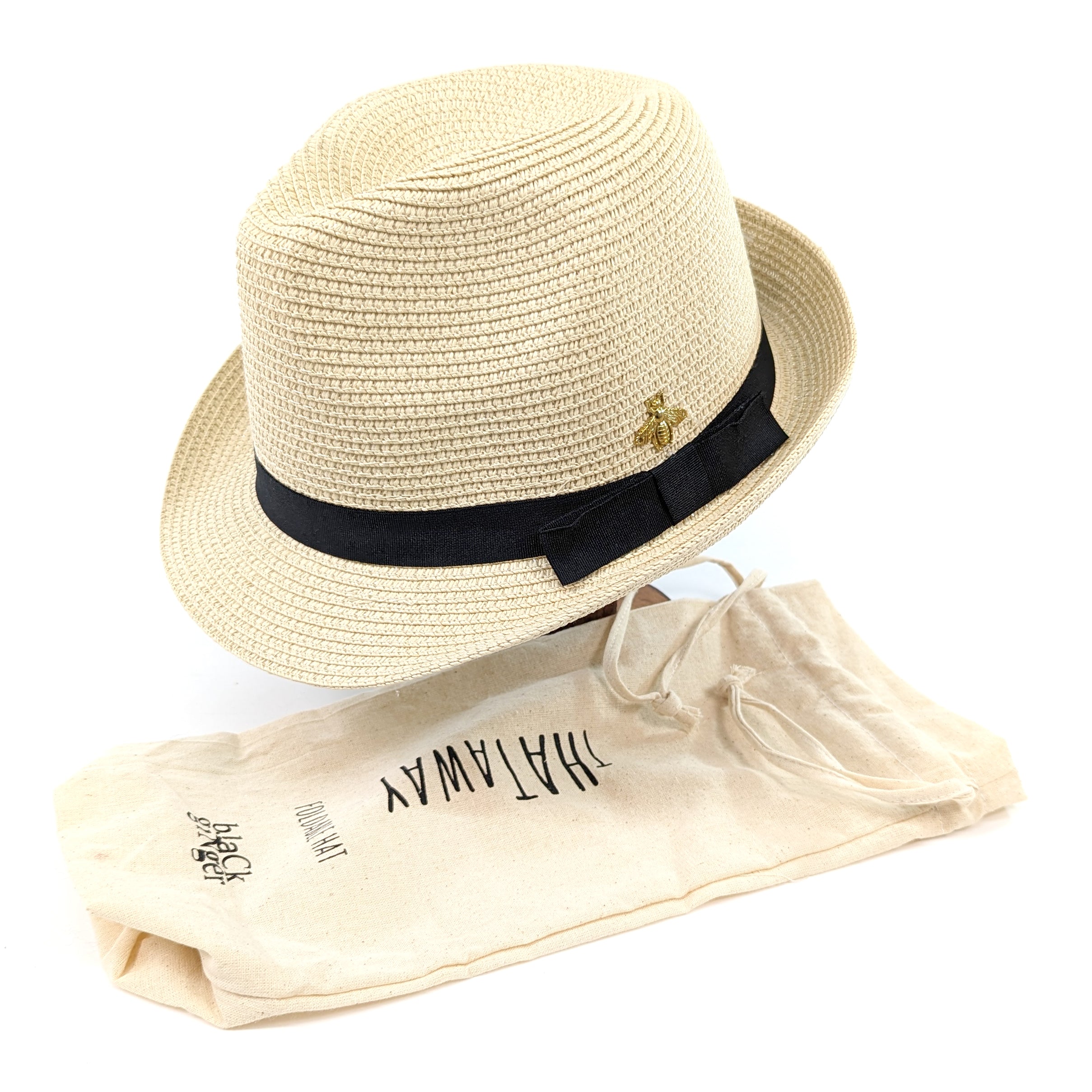 Folding Travel Trilby Sun Hat with a Bee Design
