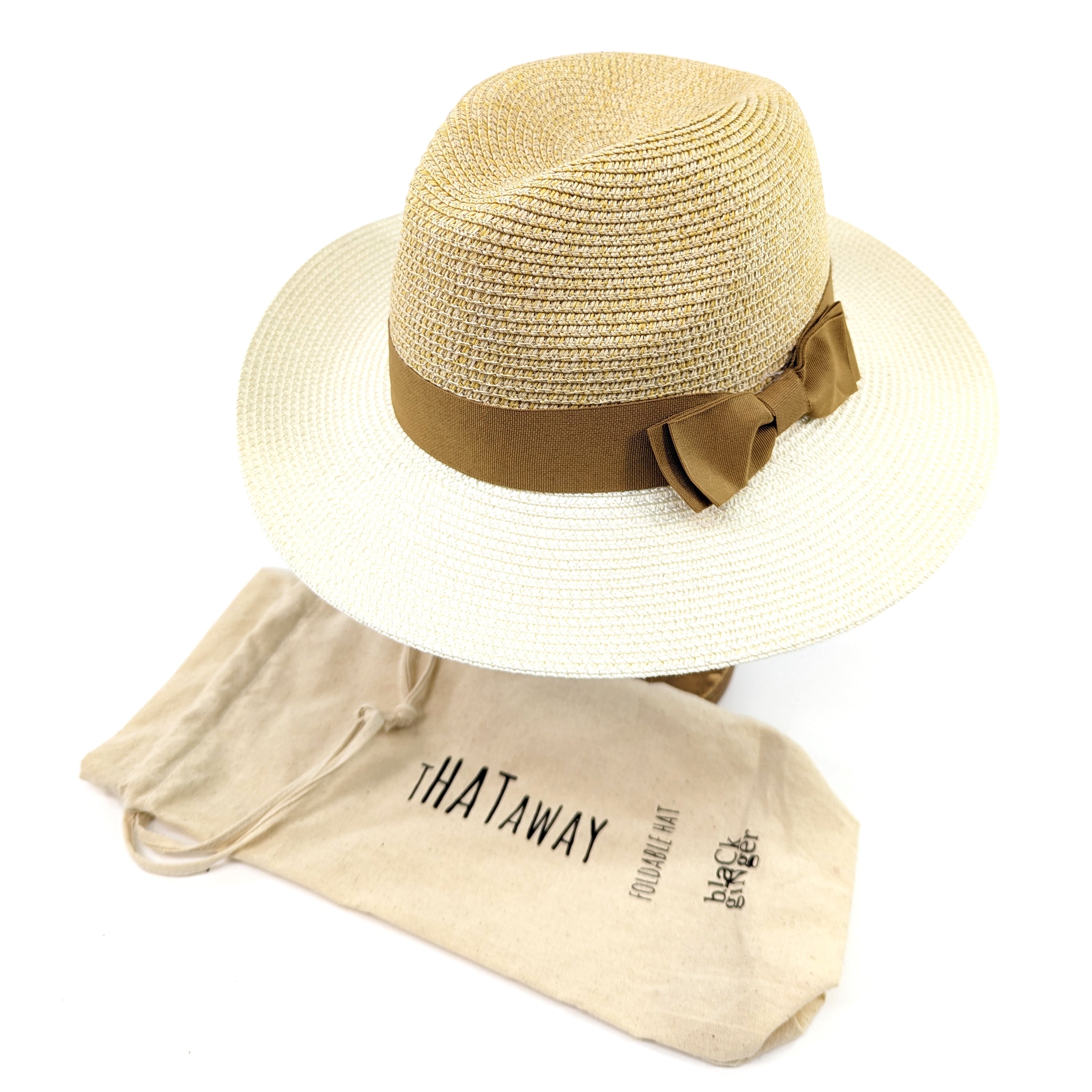 Two Tone Folding Panama Sun Hat   Natural