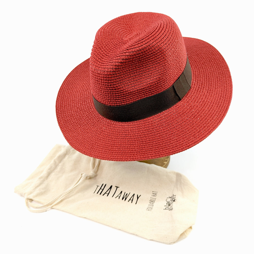 Red Panama Folding Hat (57cm) – thescarfgiraffe display picture 1