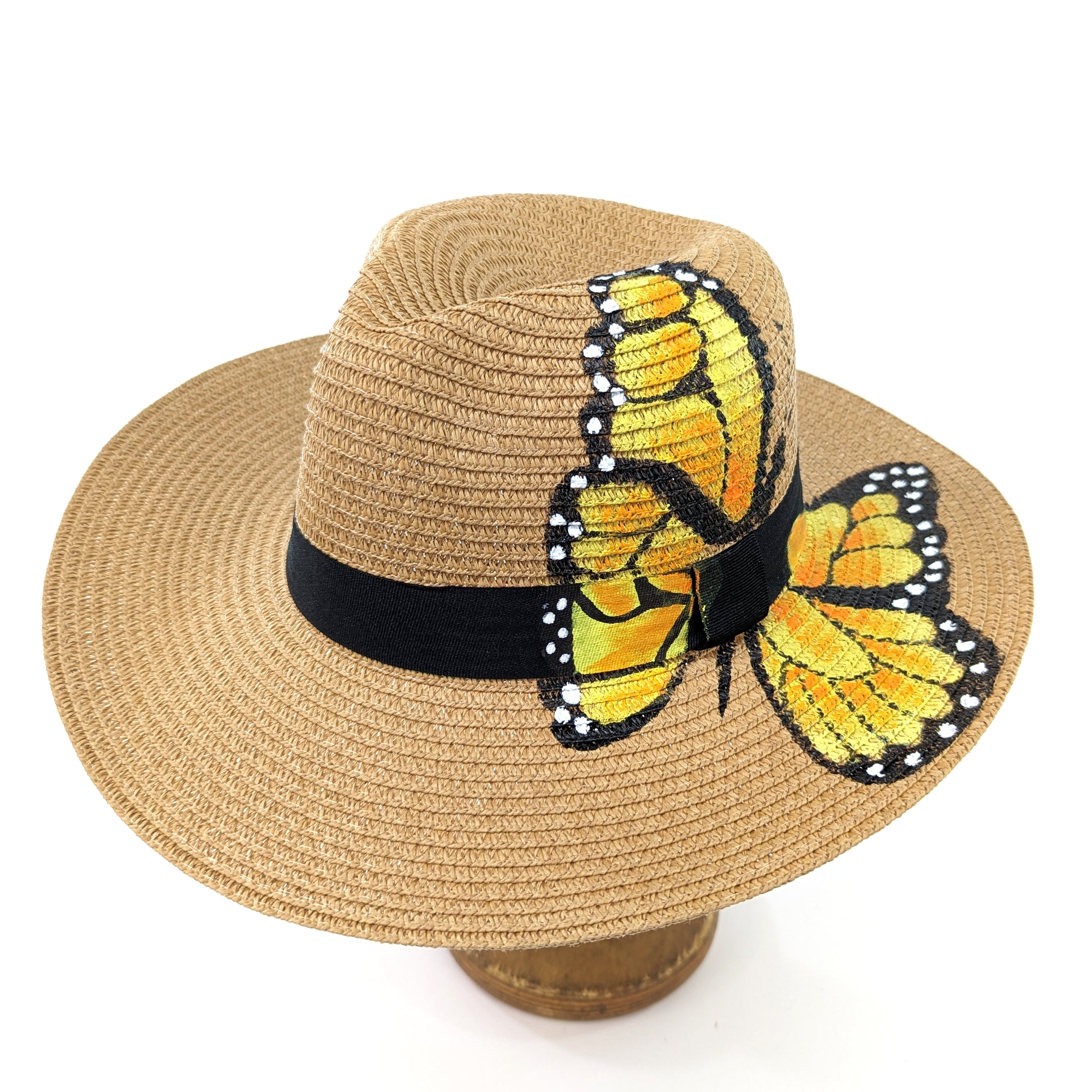 Butterfly Printed Panama Style Foldable Sun Hat (57cm)