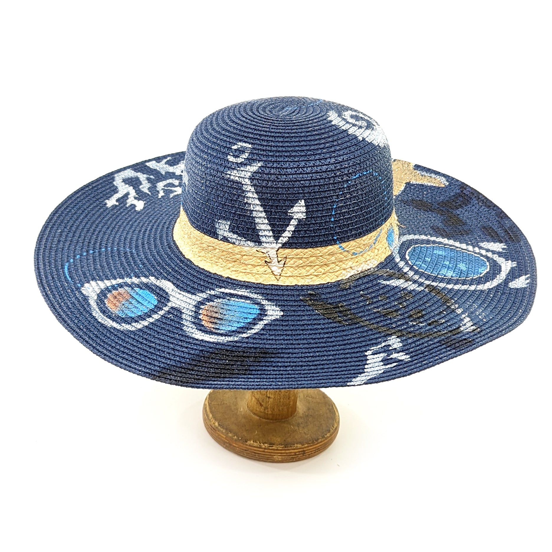 Seaside Printed Wide Brim Foldable Woman's Sun Hat (57cm)