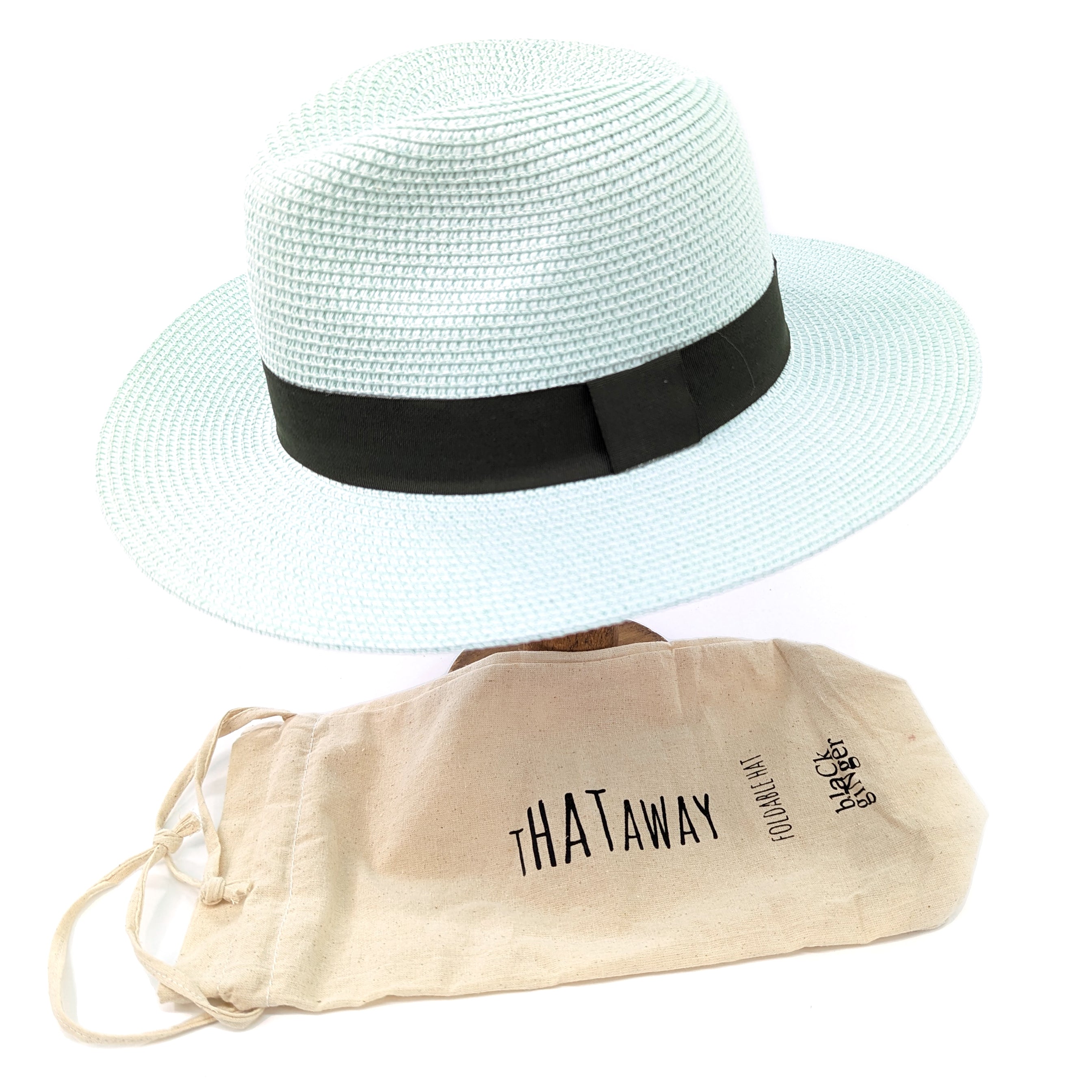 Folding Panama Style Travel Sun Hat - Mint Green (57cm)