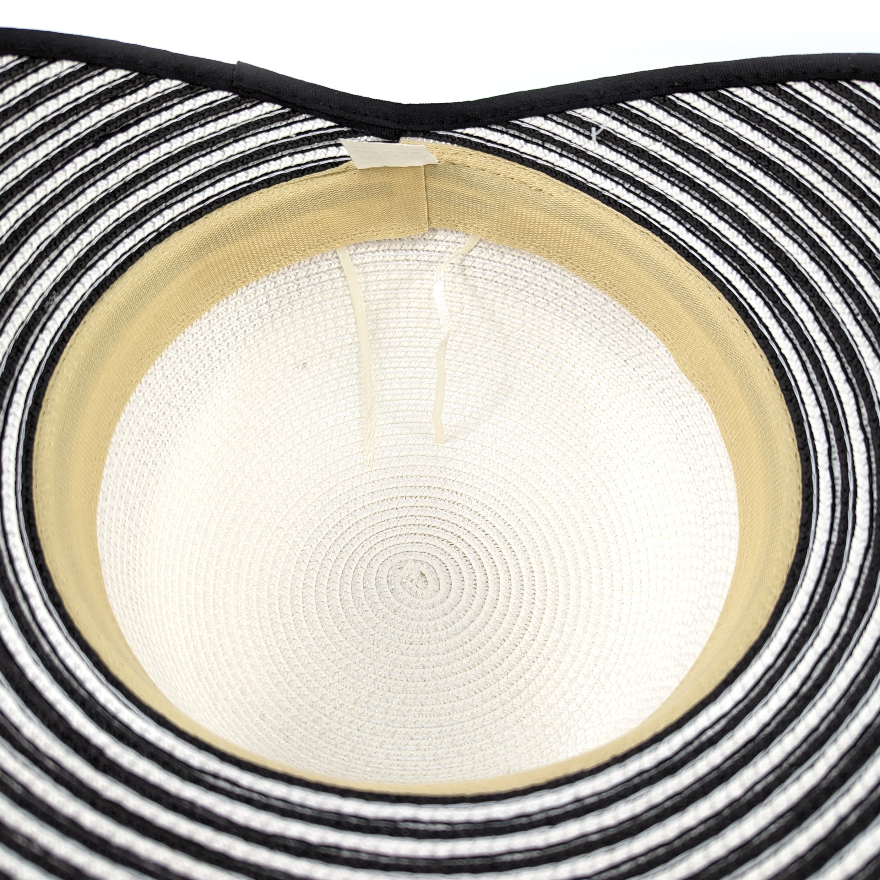 Stripey Open Back Foldable Hat - Black & White