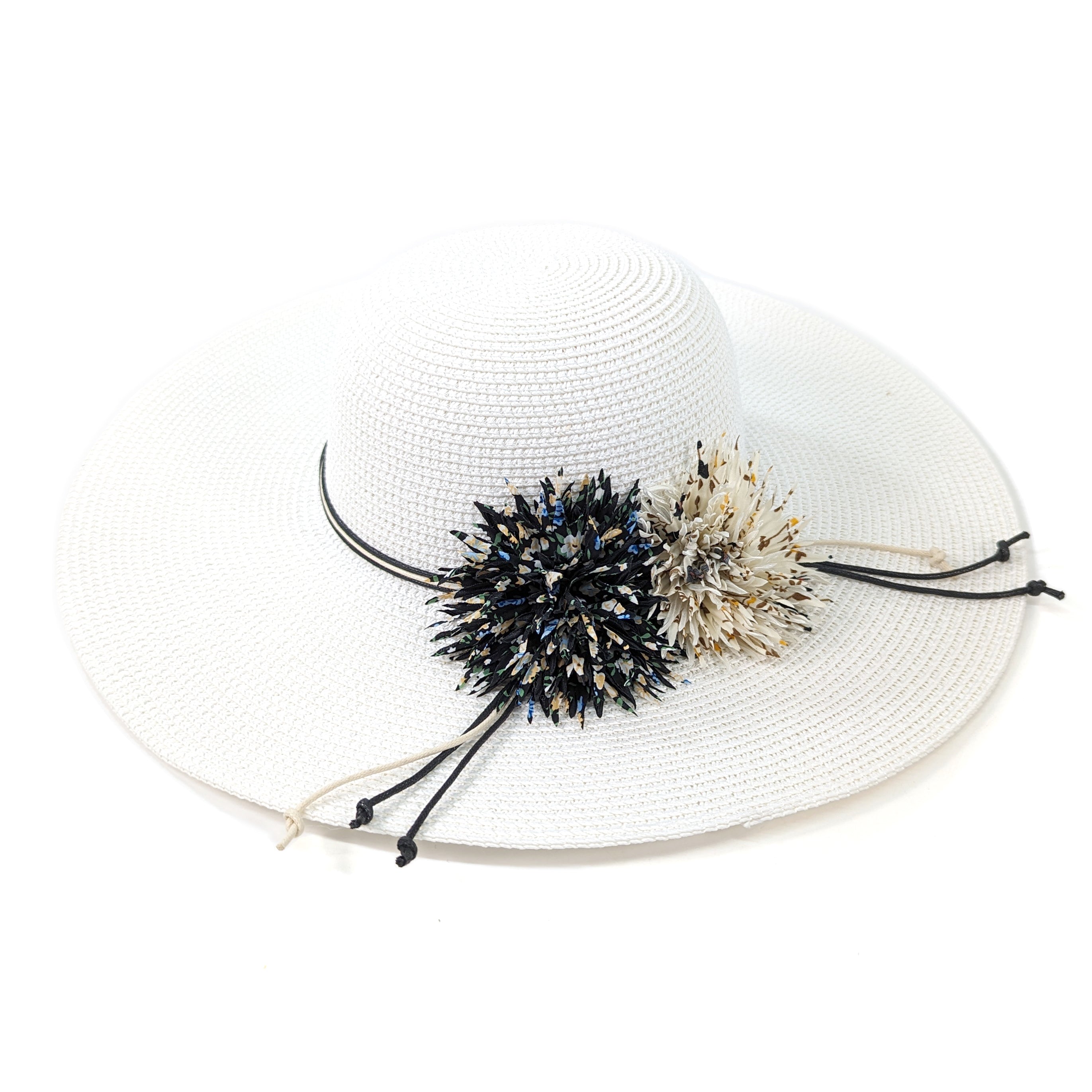 Blooming Flowers Foldable Hat - White