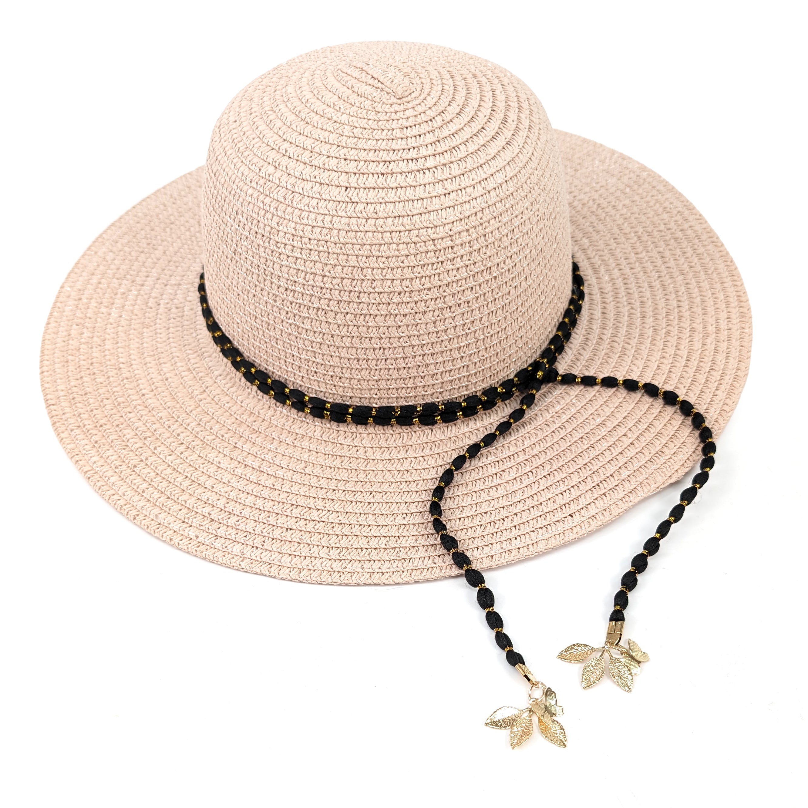 Gold Leaf Cloche Foldable Hat - Light Pink