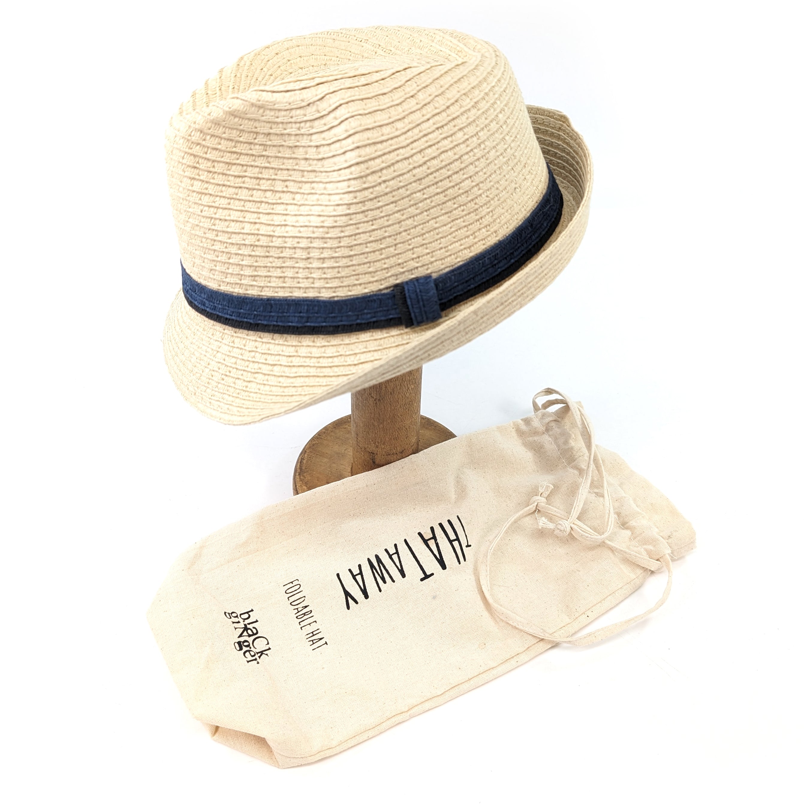 Childrens Foldable Trilby Hat - Two Blue Band
