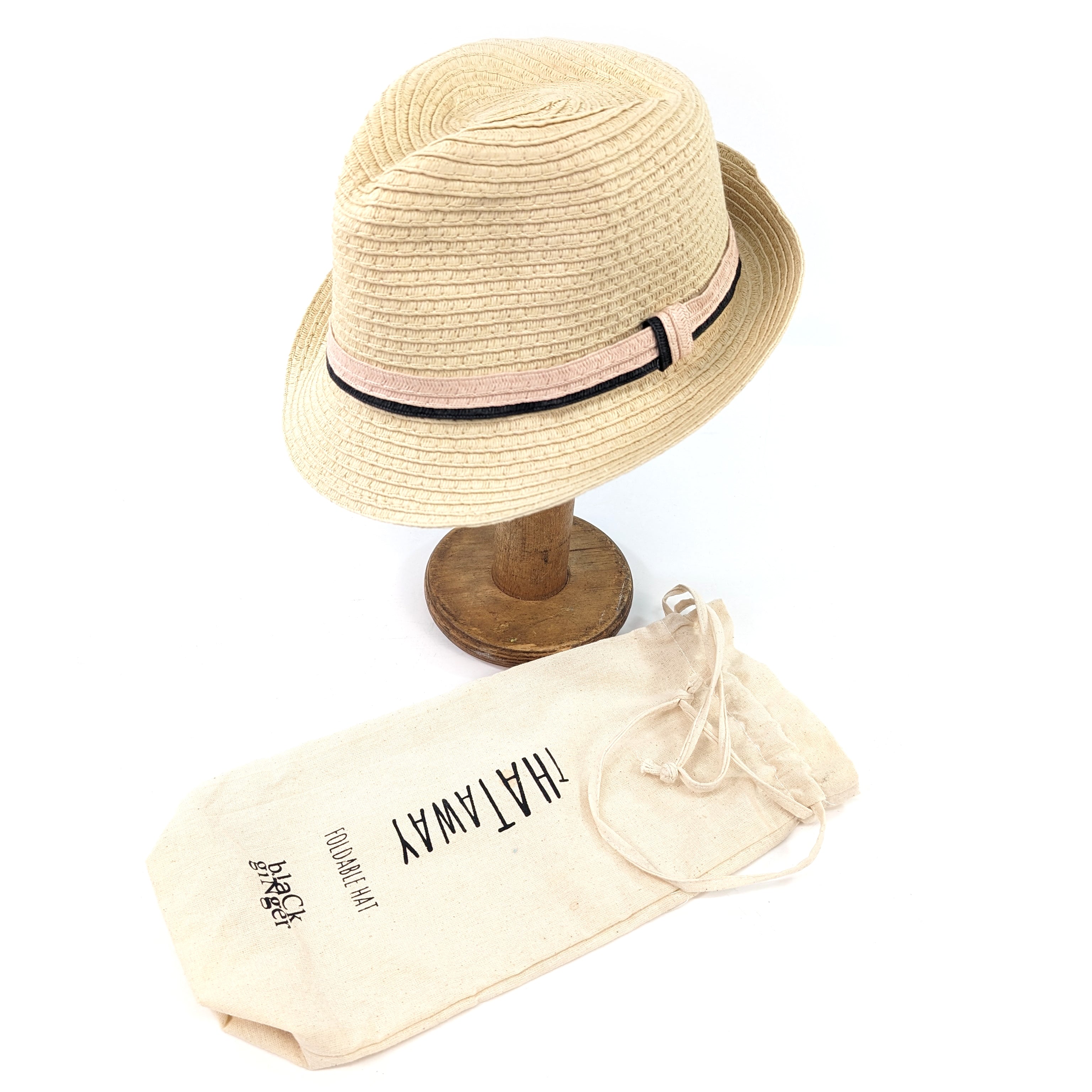 Childrens Foldable Trilby Hat - Pink Band