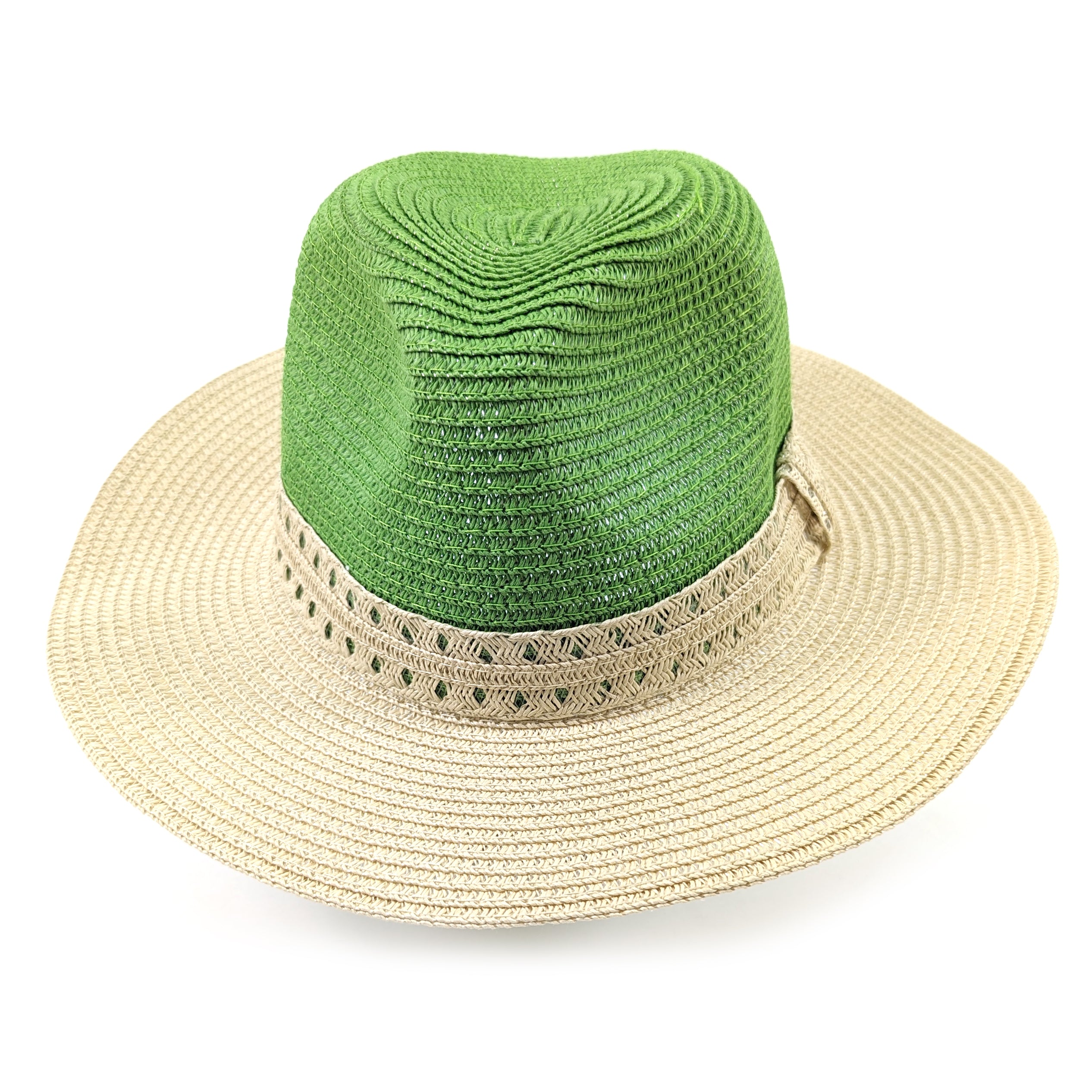 Vintage Two Tone Panama Foldable Hat - Sage Green