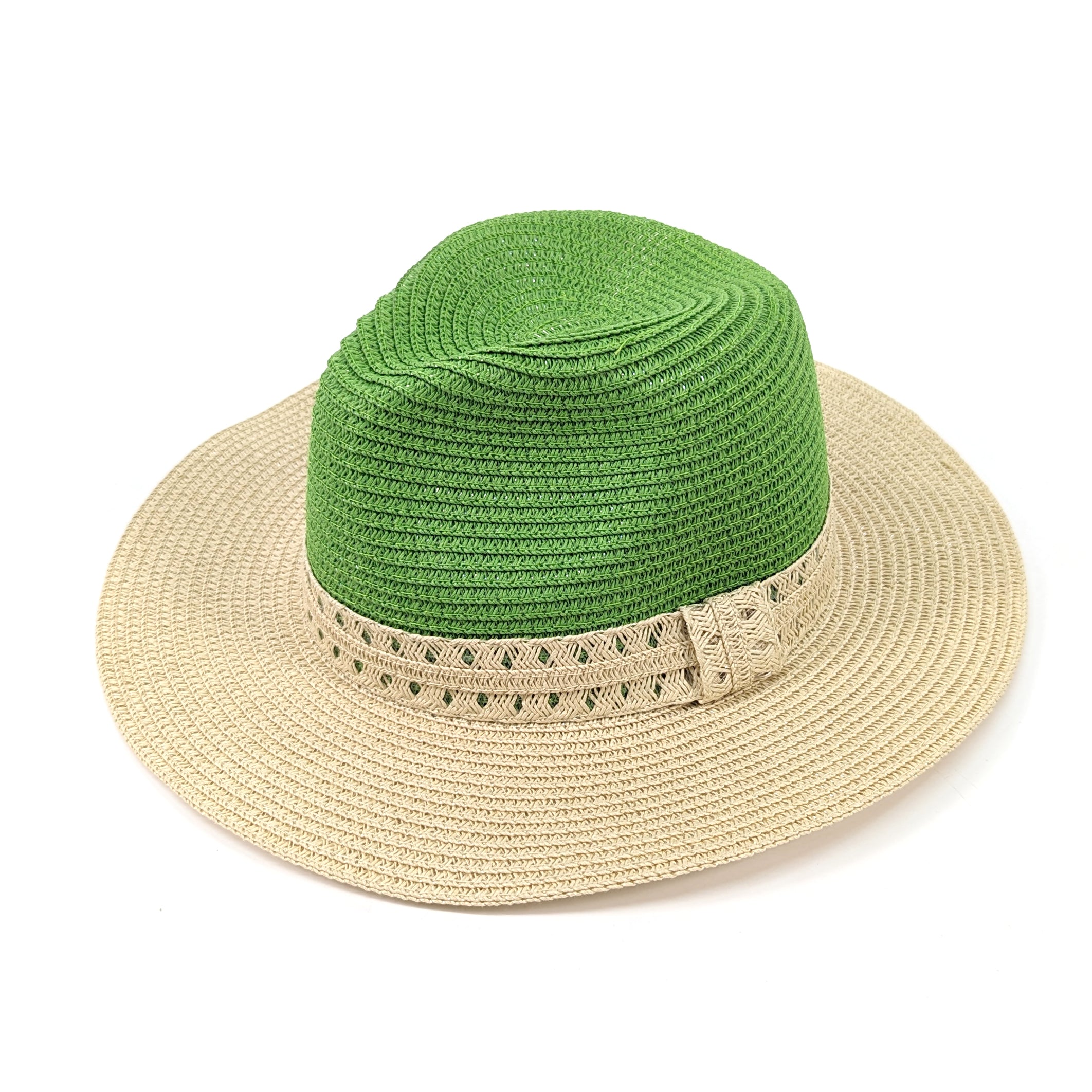 Vintage Two Tone Panama Foldable Hat - Sage Green