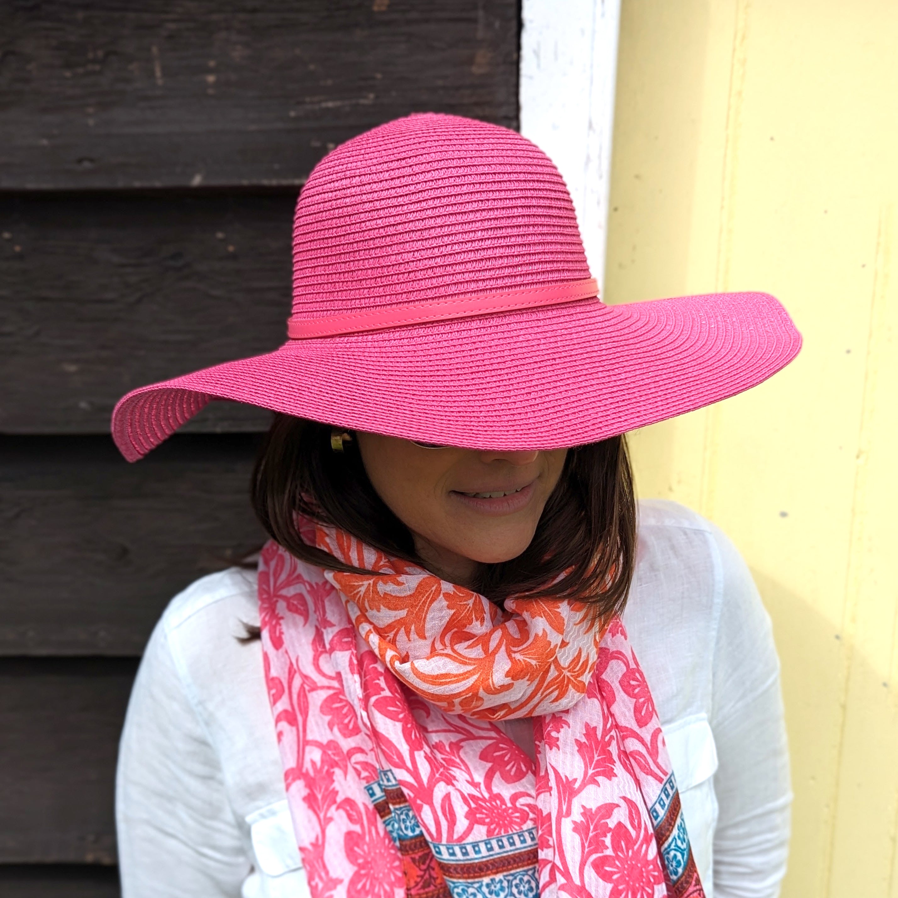 Bright and Bold Wide Brim Foldable Hat - Fuchsia