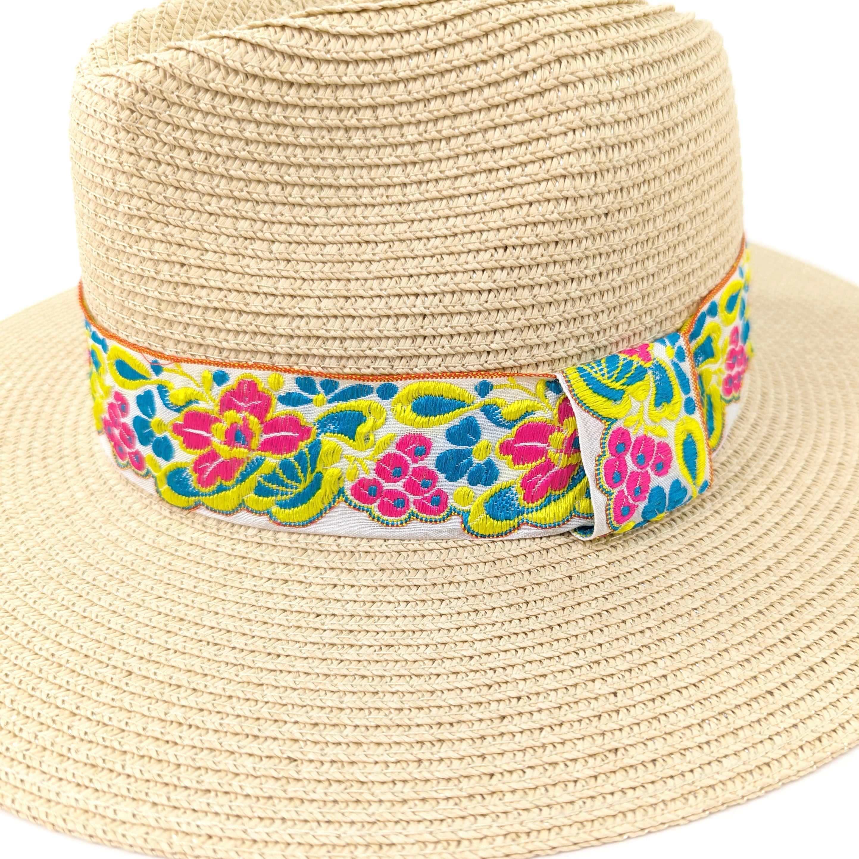 Vibrant Flower Foldable Panama Hat (57cm)