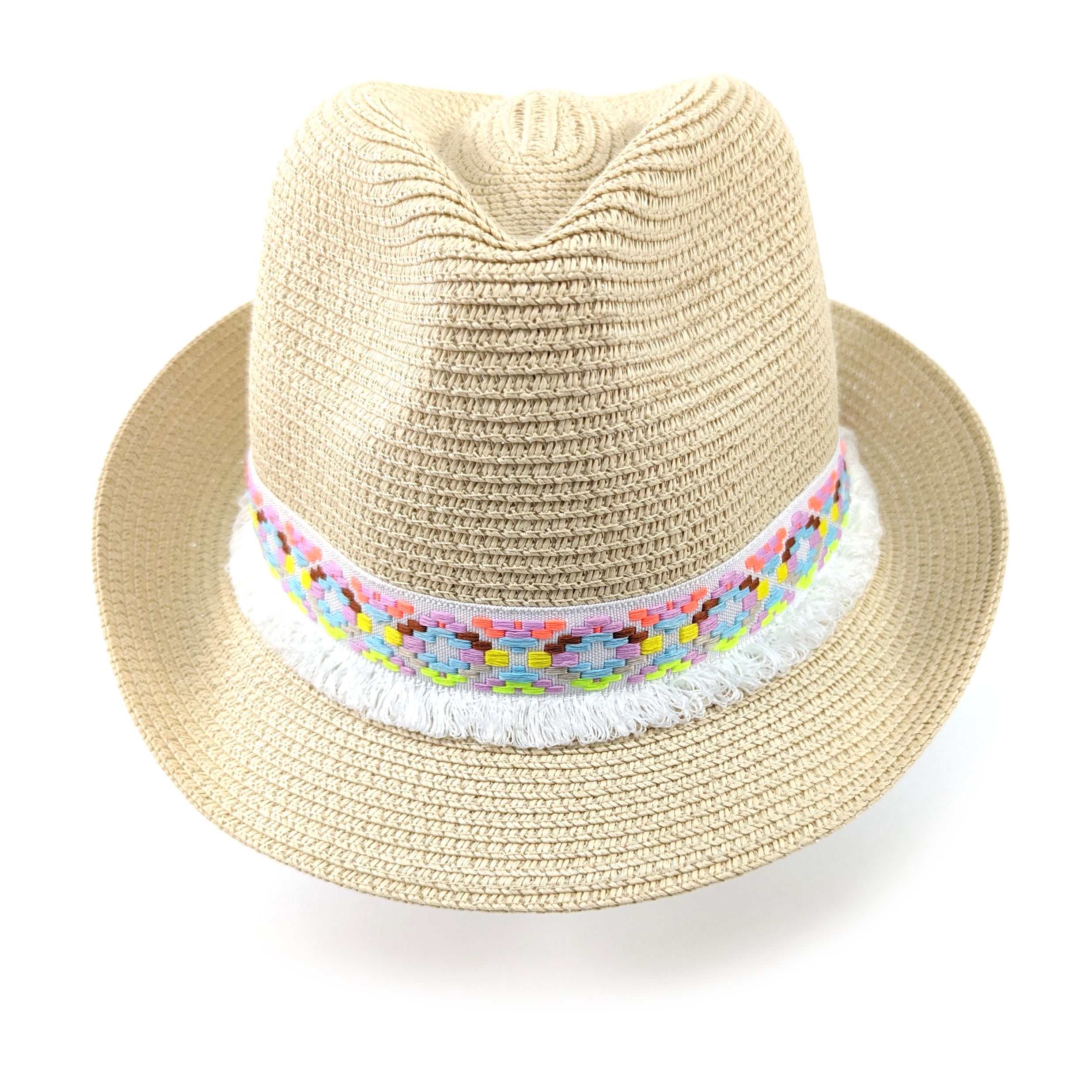 Neon Aztec Foldable Trilby Hat - White