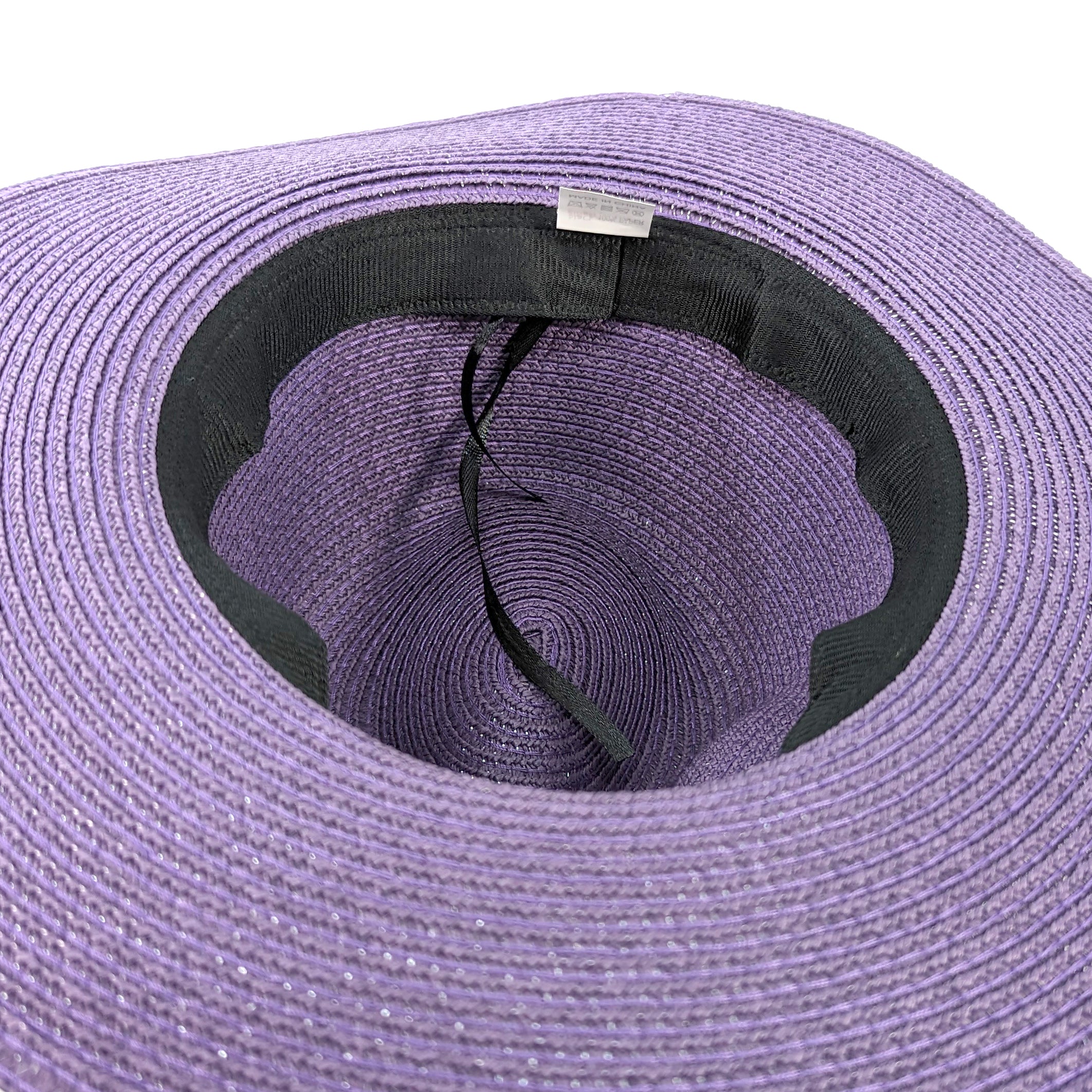 Regal Purple Panama Foldable Hat with Black Ribbon (57cm)