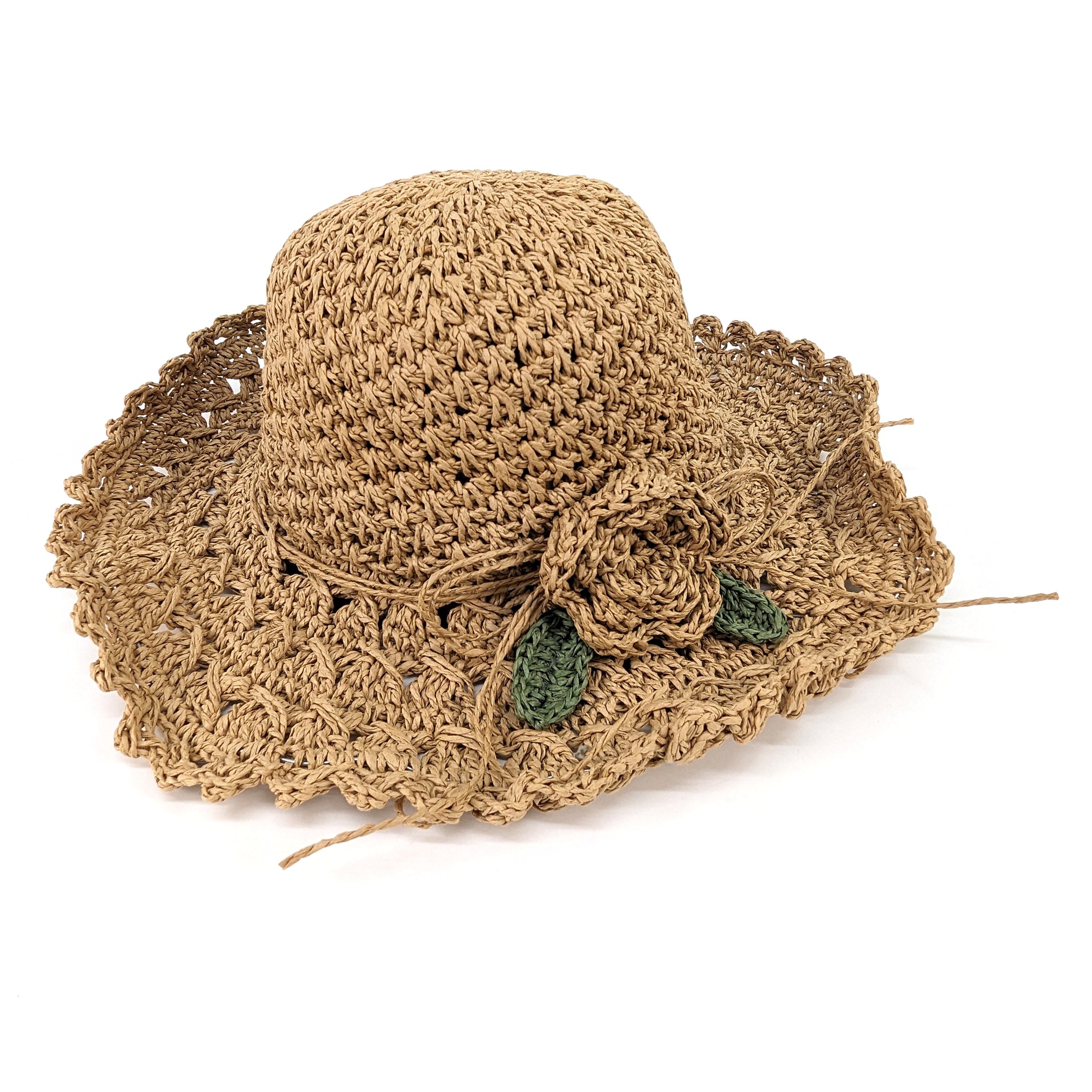Crochet Style Foldable Hat - Natural Flower