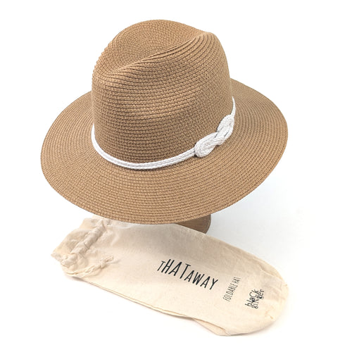 *BUNDLED* Collapsible tan hat Folding Travel Panama Sun Hat (57cm) – thescarfgiraffe main image 3