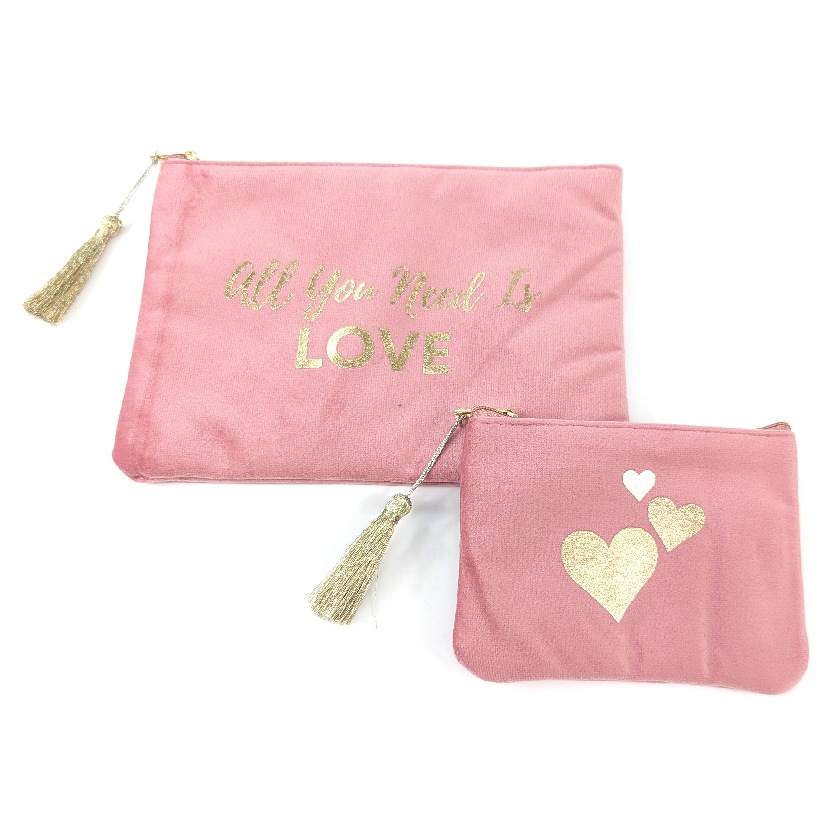 All You Need is Love' Set of 2 Velvet Bags/Purses