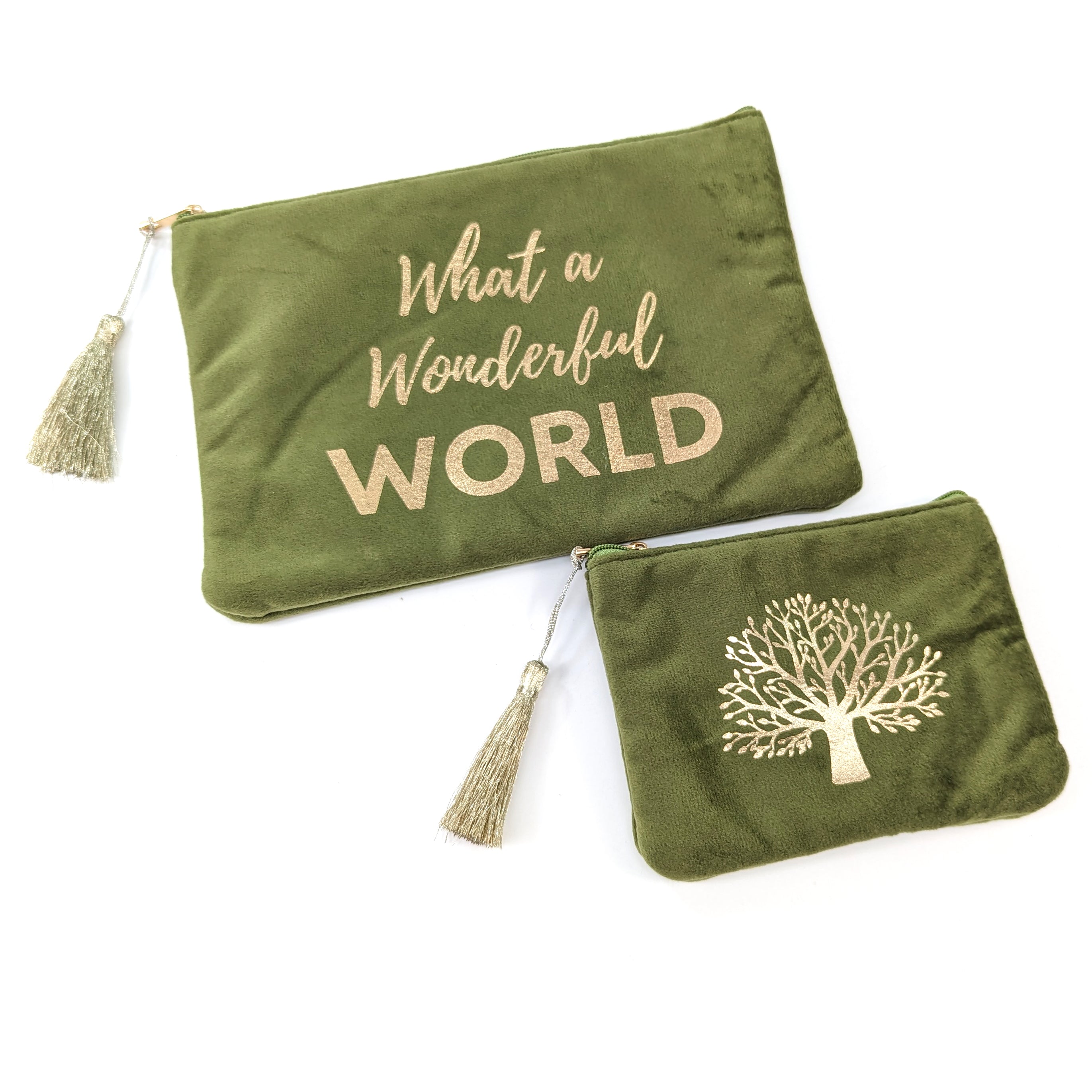 What a Wonderful World' Set of 2 Velvet Bags/Purses