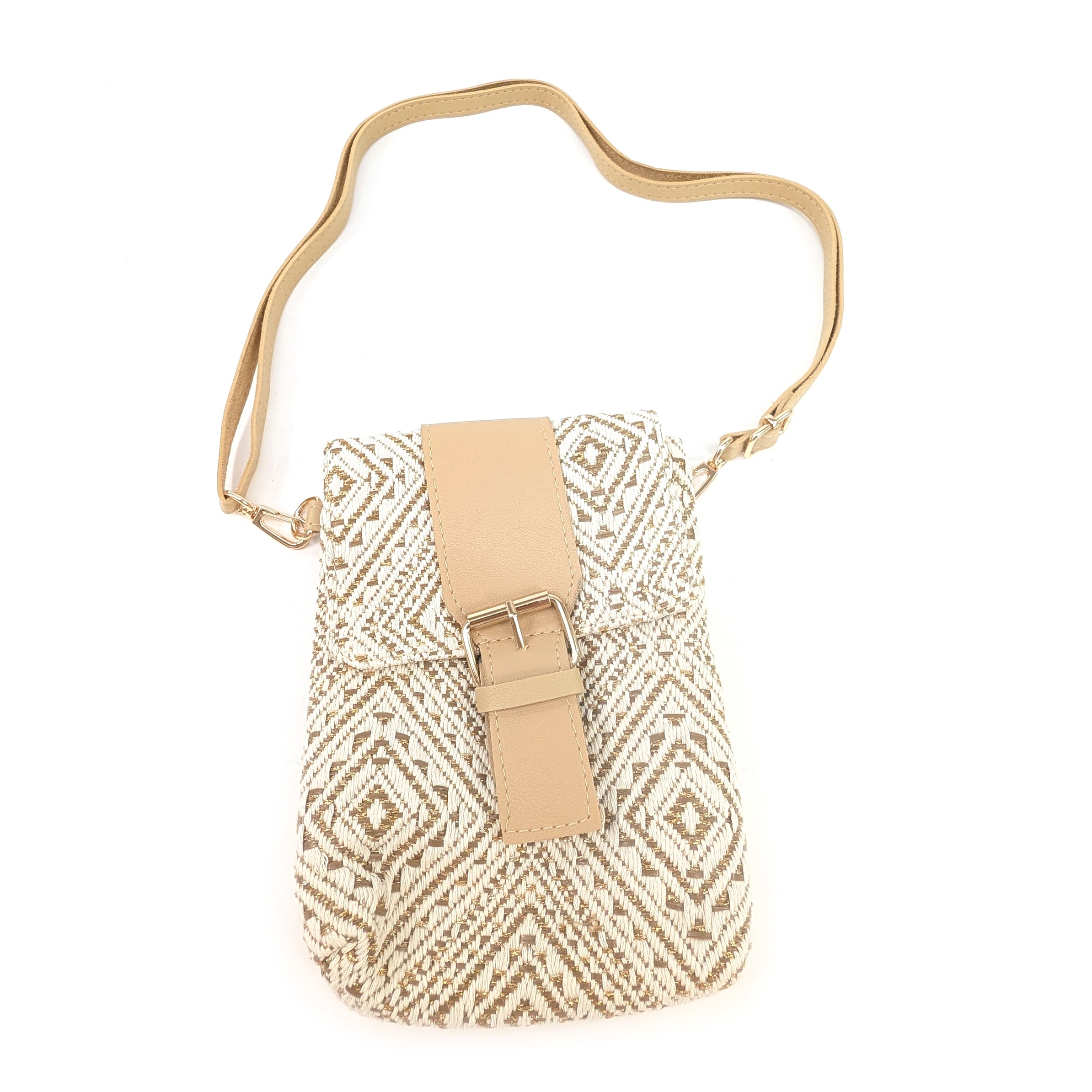 Aztec Buckle Crossbody Bag - Golden Oatmal