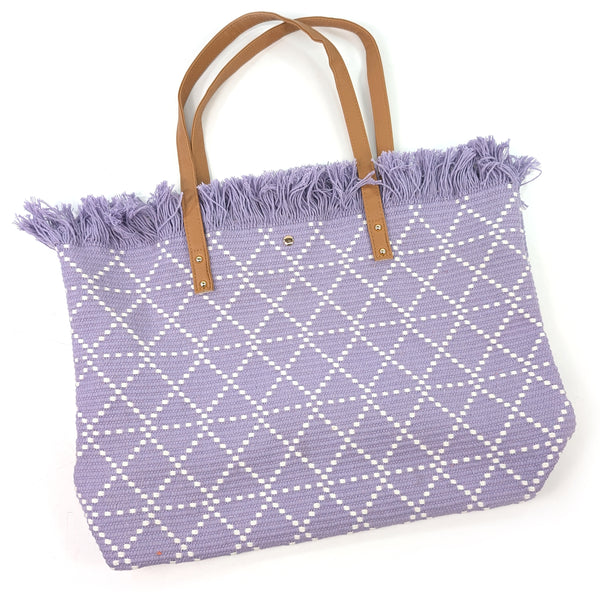 Large Tasseled Shoulder Bag - Lilac