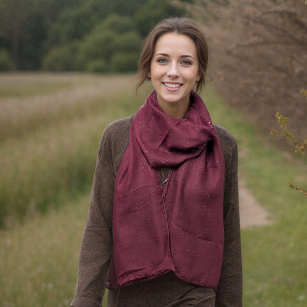 Viano Sparkle Scarf Dark Red