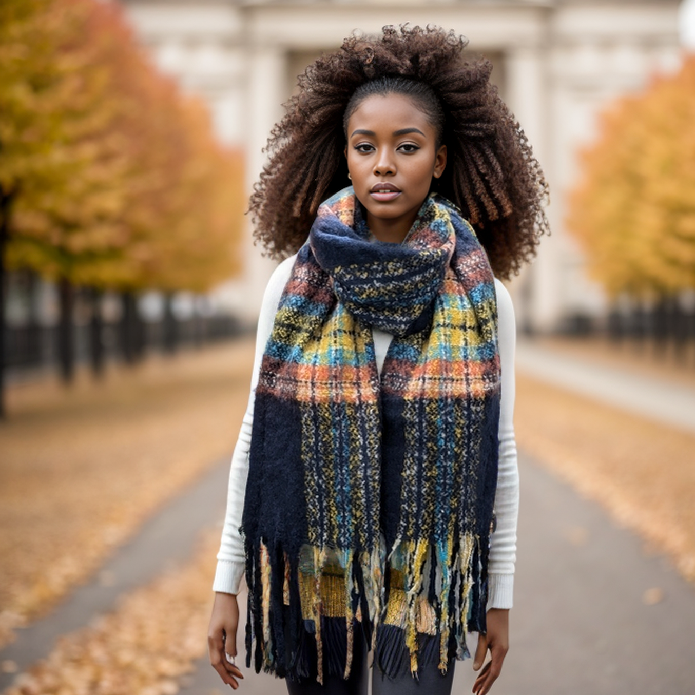 Extra Thick Check Patterned Scarf