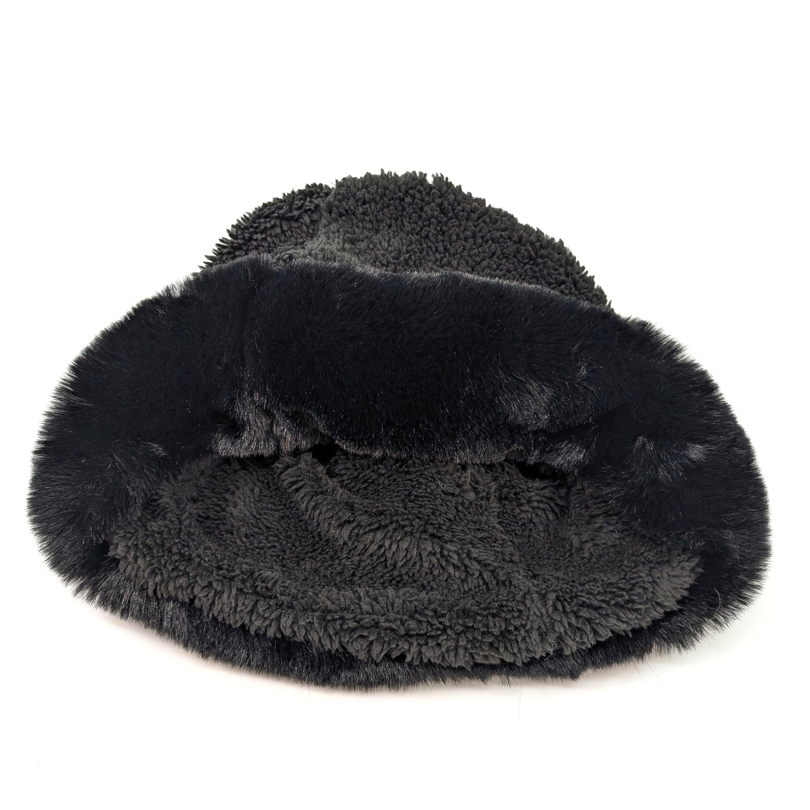 Faux Fur Bobble Hat - Black