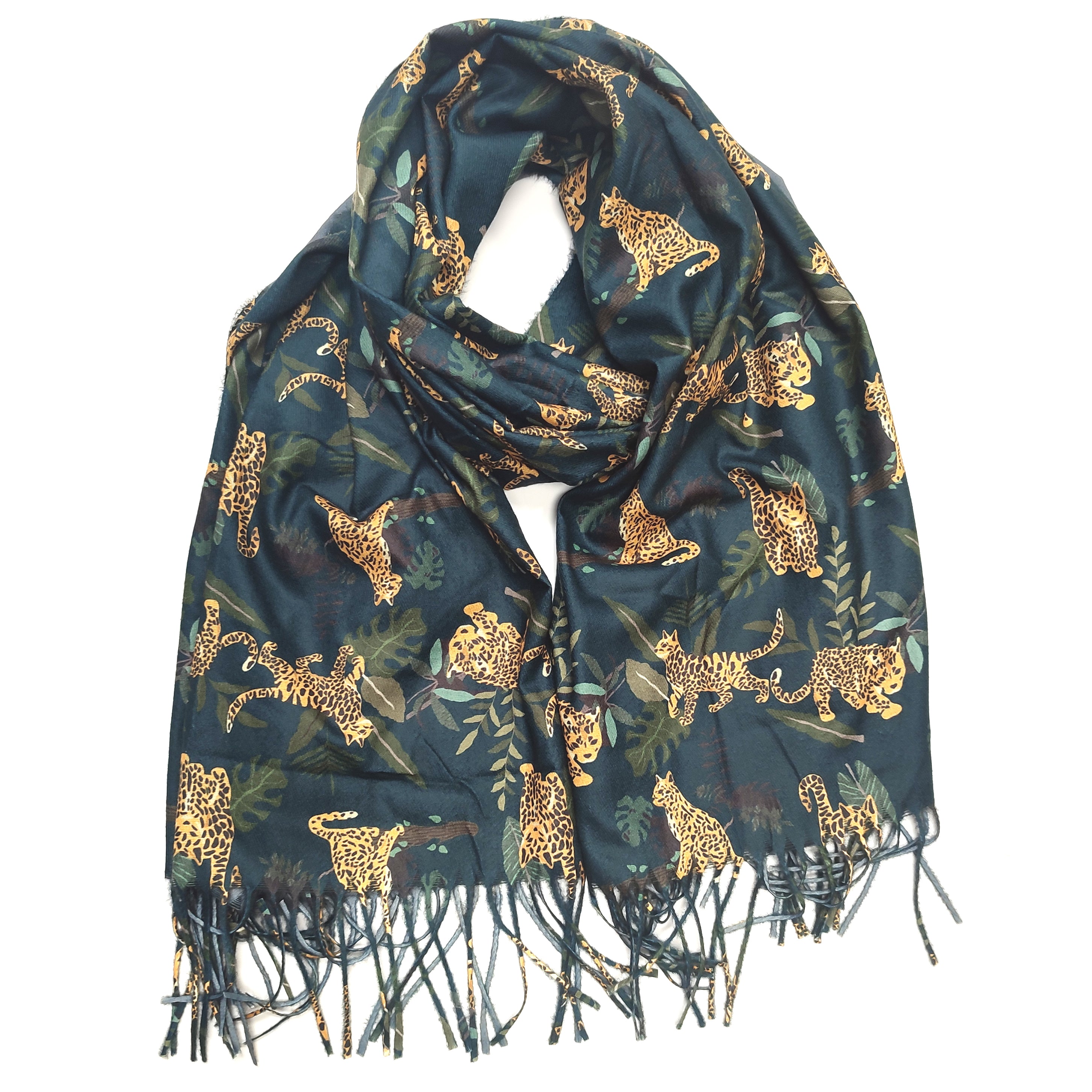 Exclusive Leopard in the Midnight Jungle Pashmina Style Scarf