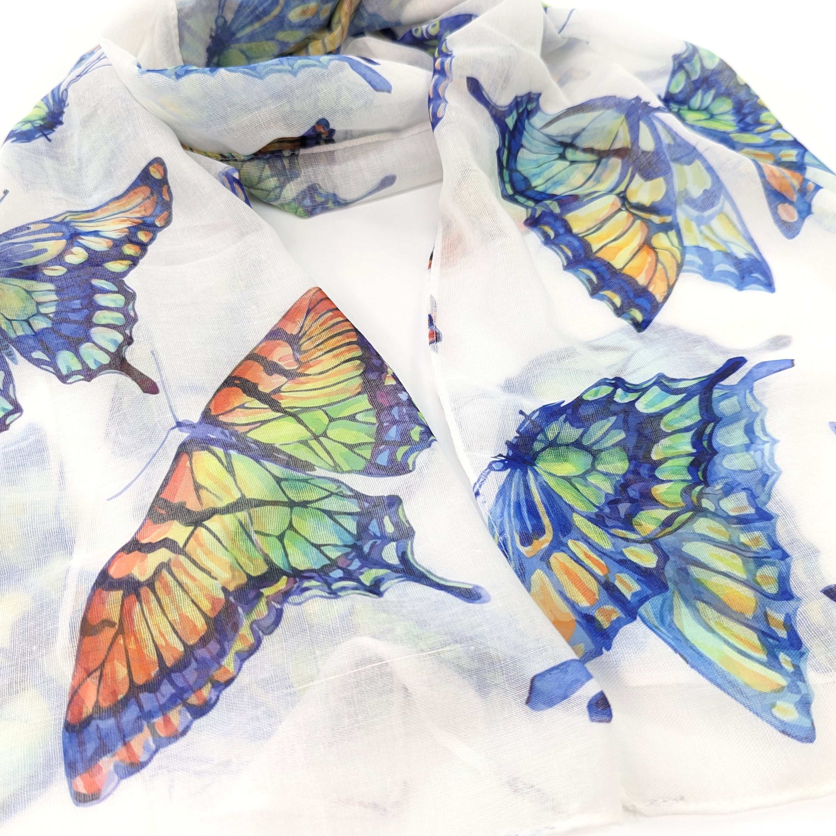 Vibrant Multicoloured Butterfly Scarf - Perfect Accessory for Women