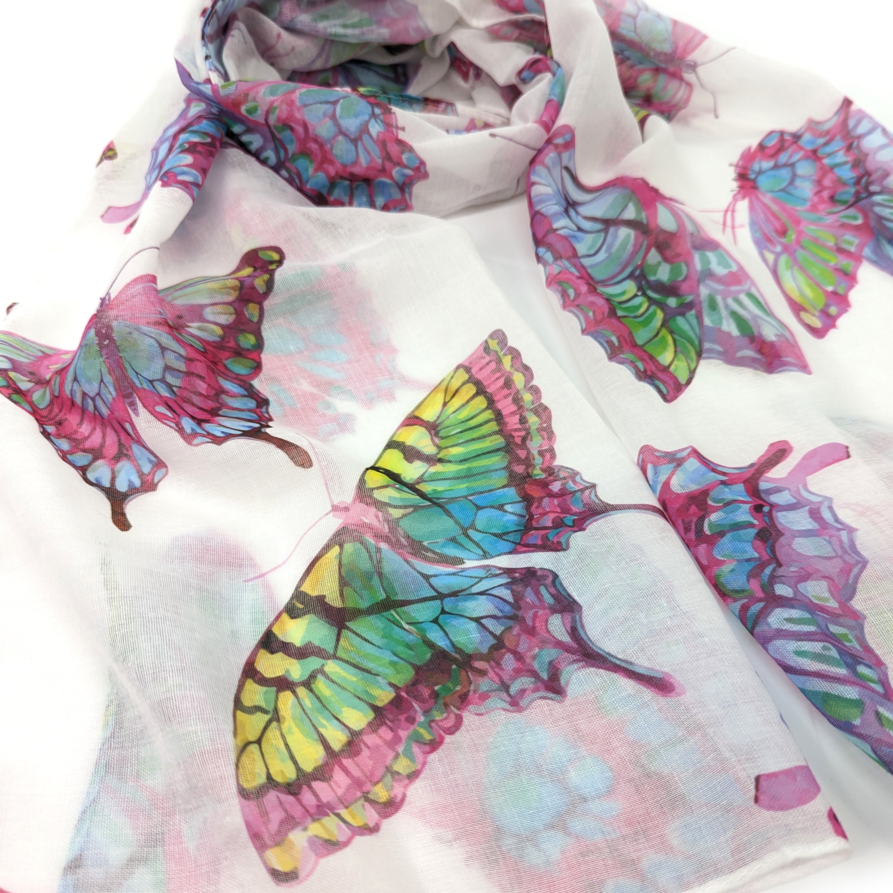 Vibrant Multicoloured Butterfly Scarf - Perfect Accessory for Women