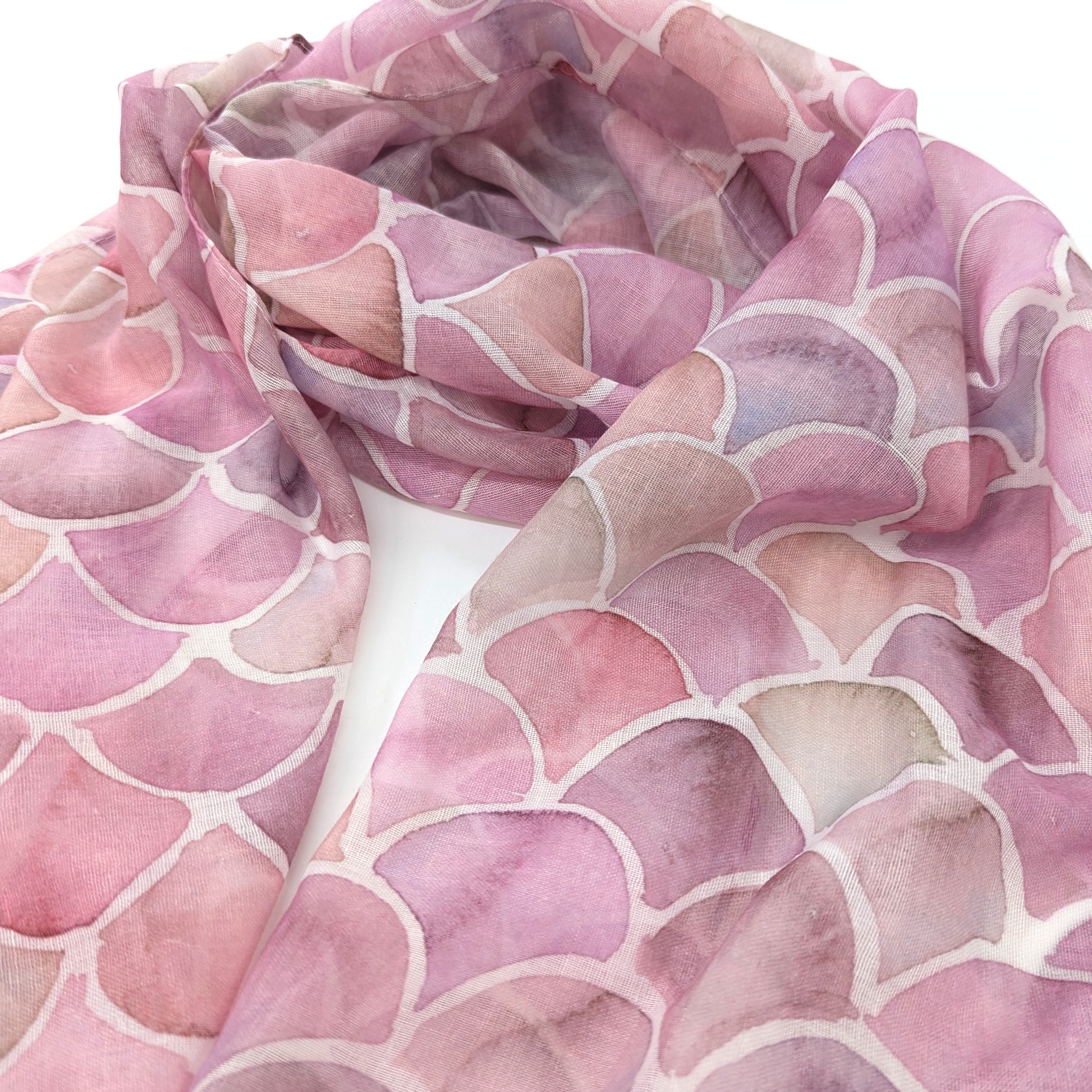 Watercolour Style Scalloped Mermaid Scarf