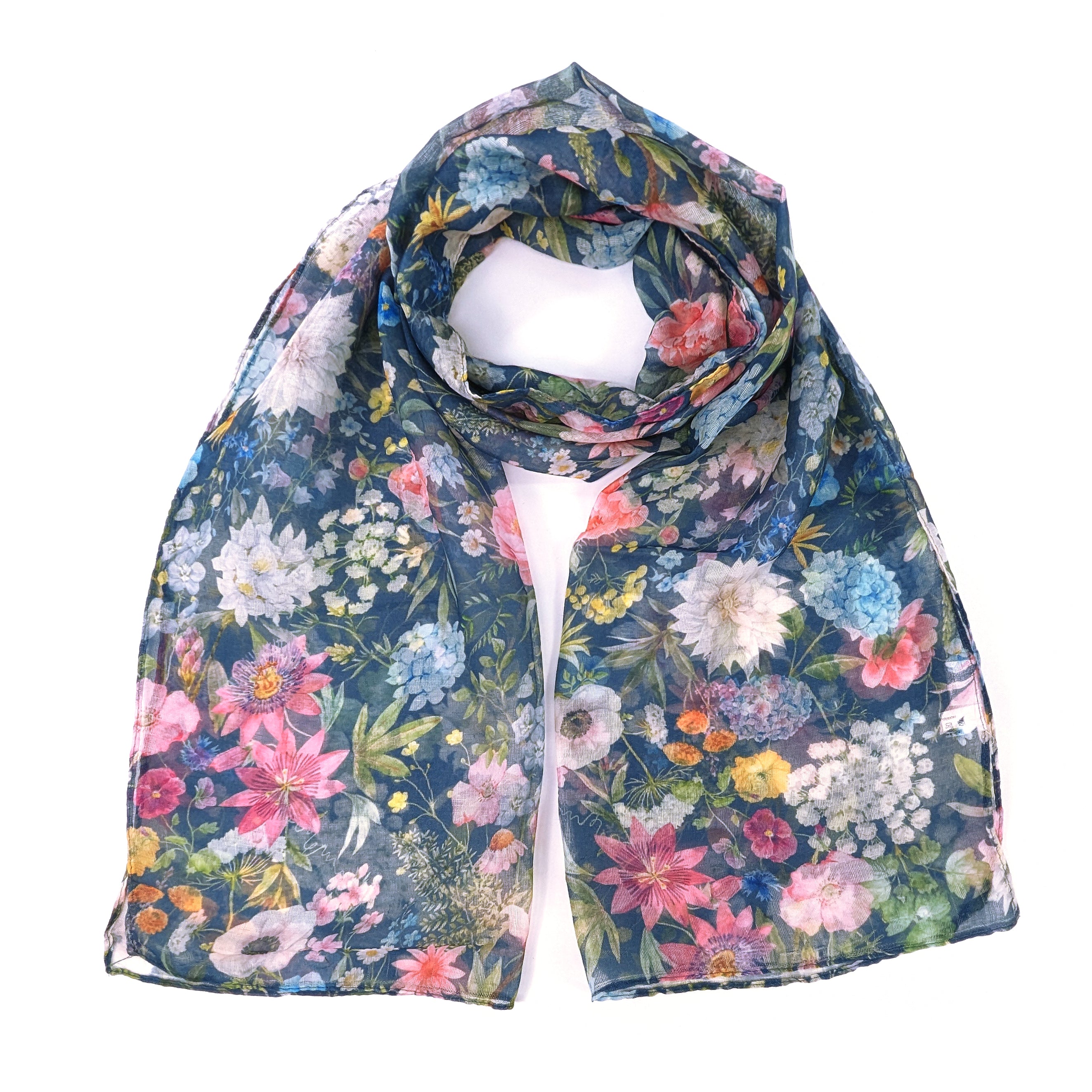 Navy Spring Scarf - Exclusive Design  (50x180cm)