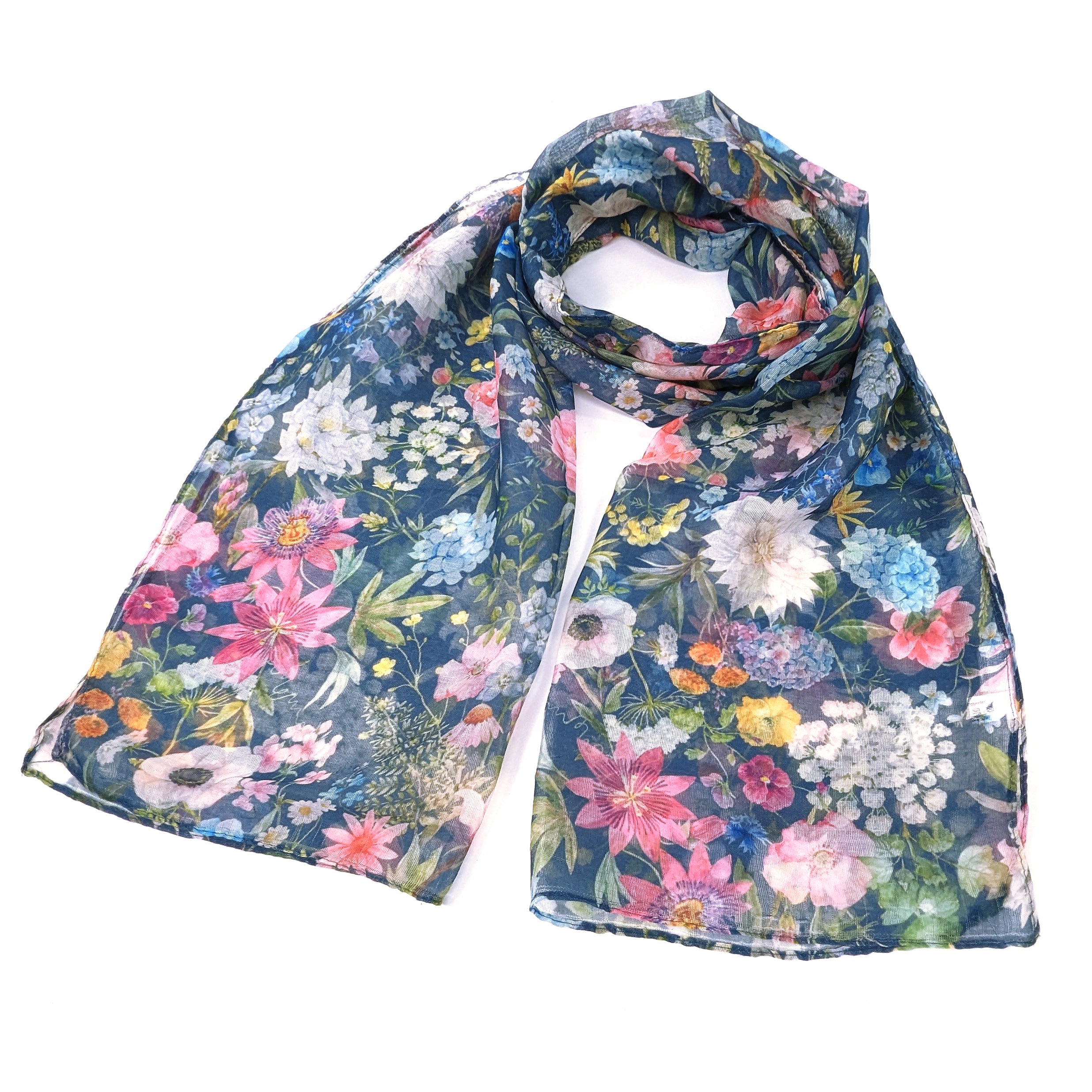 Navy Spring Scarf   (50x180cm)