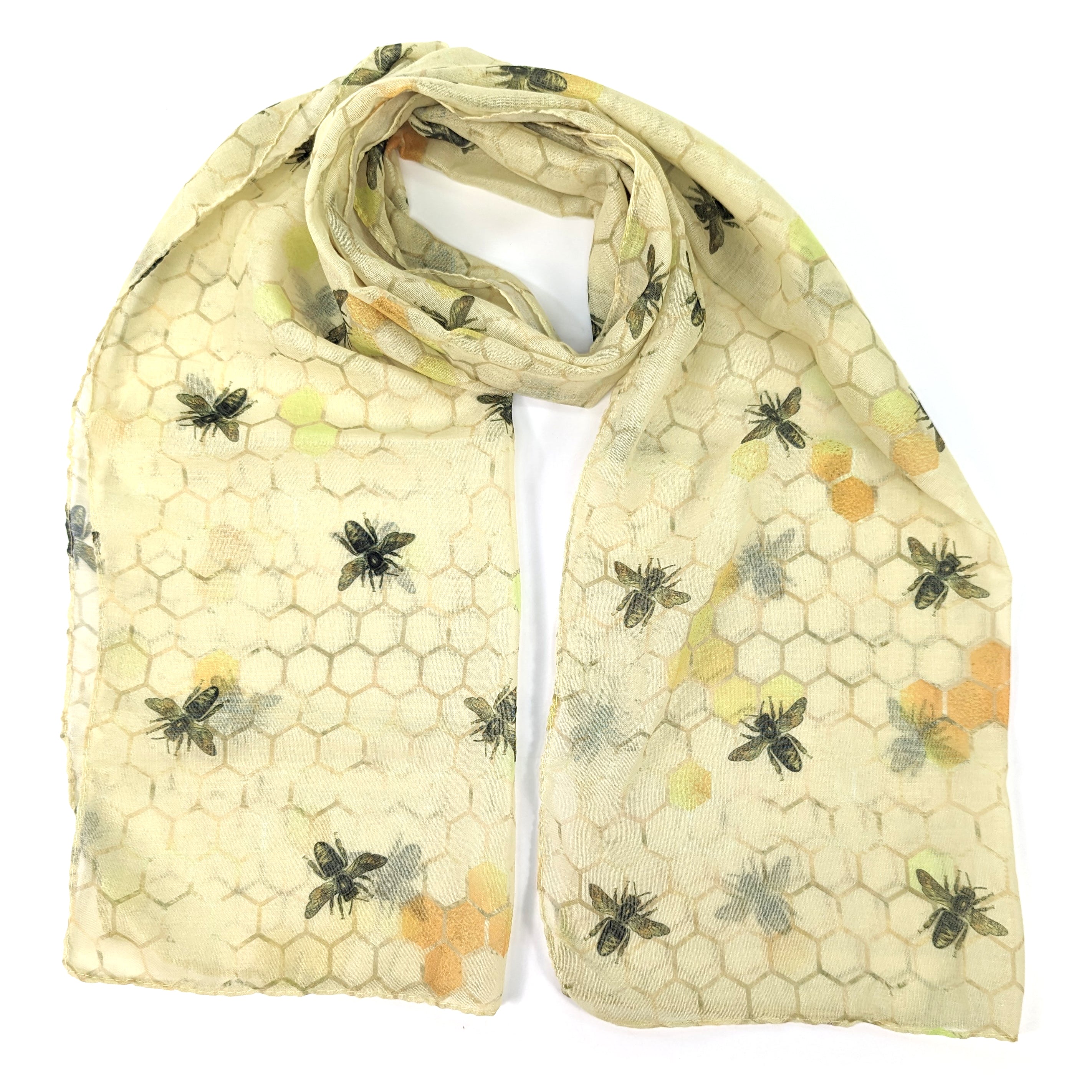 Bee & Honeycomb Scarf - Exclusive Design (50x180cm)