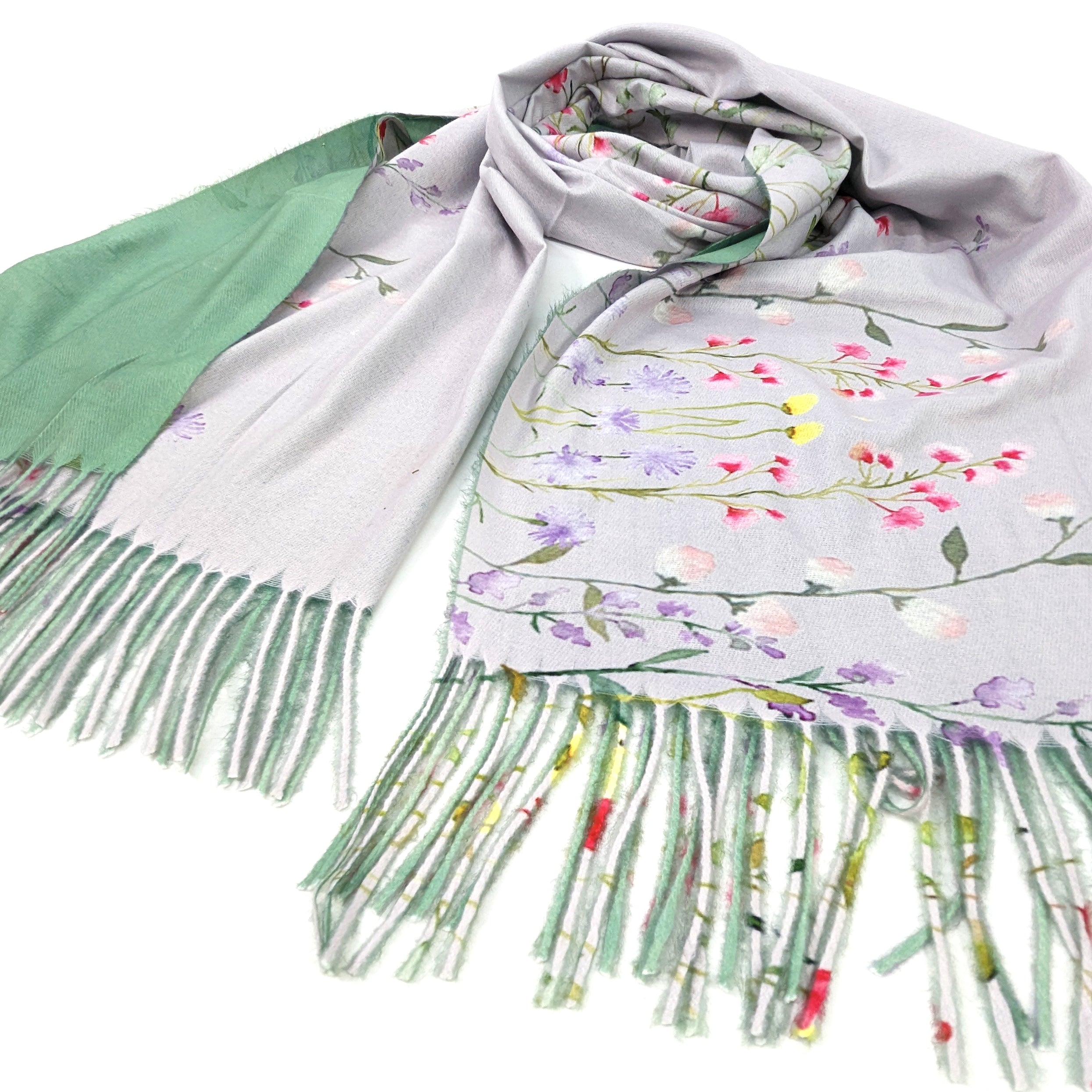 Wild Garden Border Pashmina Style Scarf - (70x180cm)