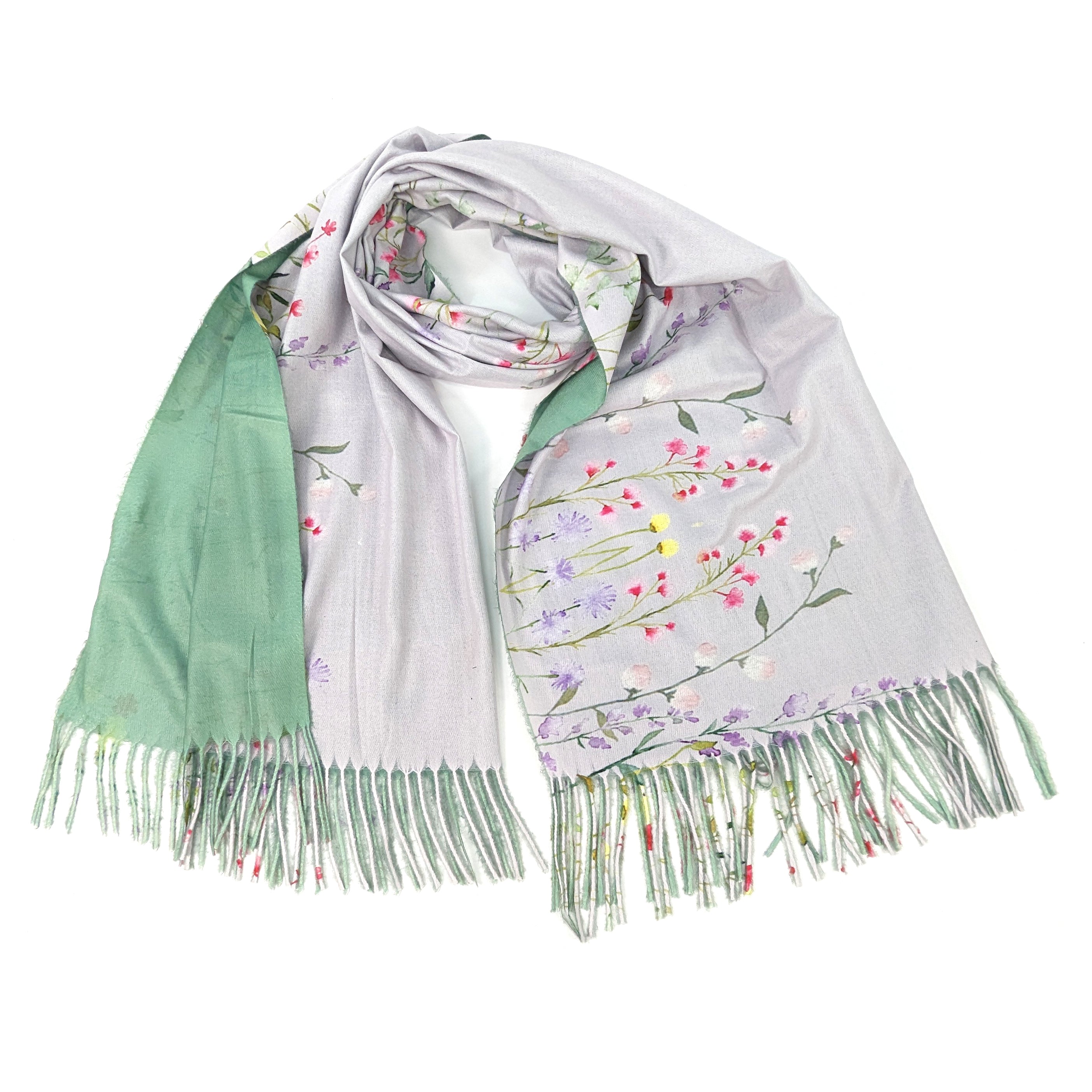 Wild Garden Border Pashmina Style Scarf - (70x180cm)