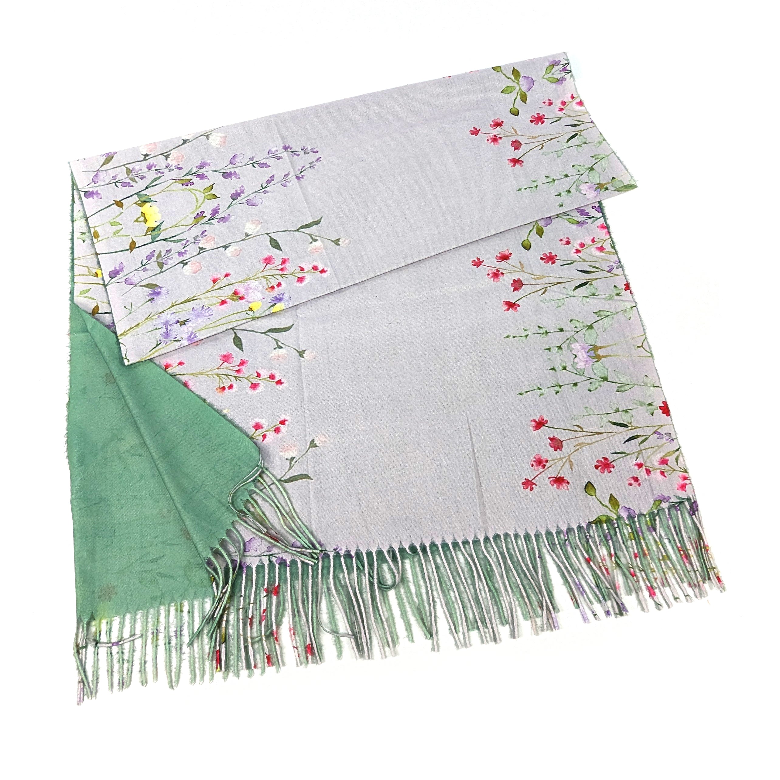 Wild Garden Border Pashmina Style Scarf - (70x180cm)