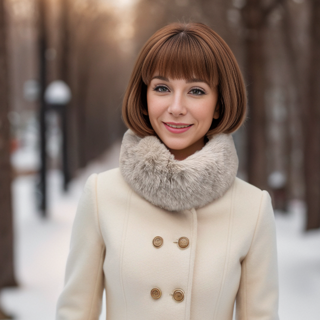 Faux Fur Head Band & Snood - Cream