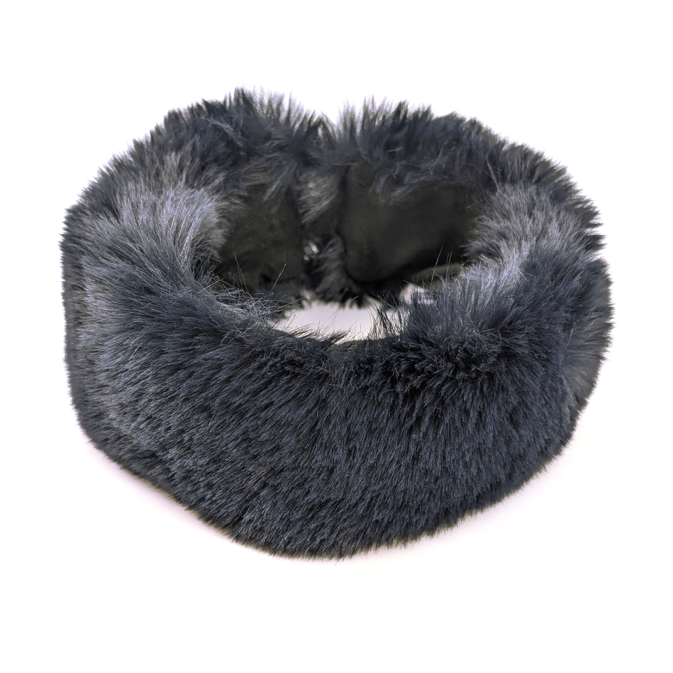 Faux Fur Head Band & Snood - Navy Blue