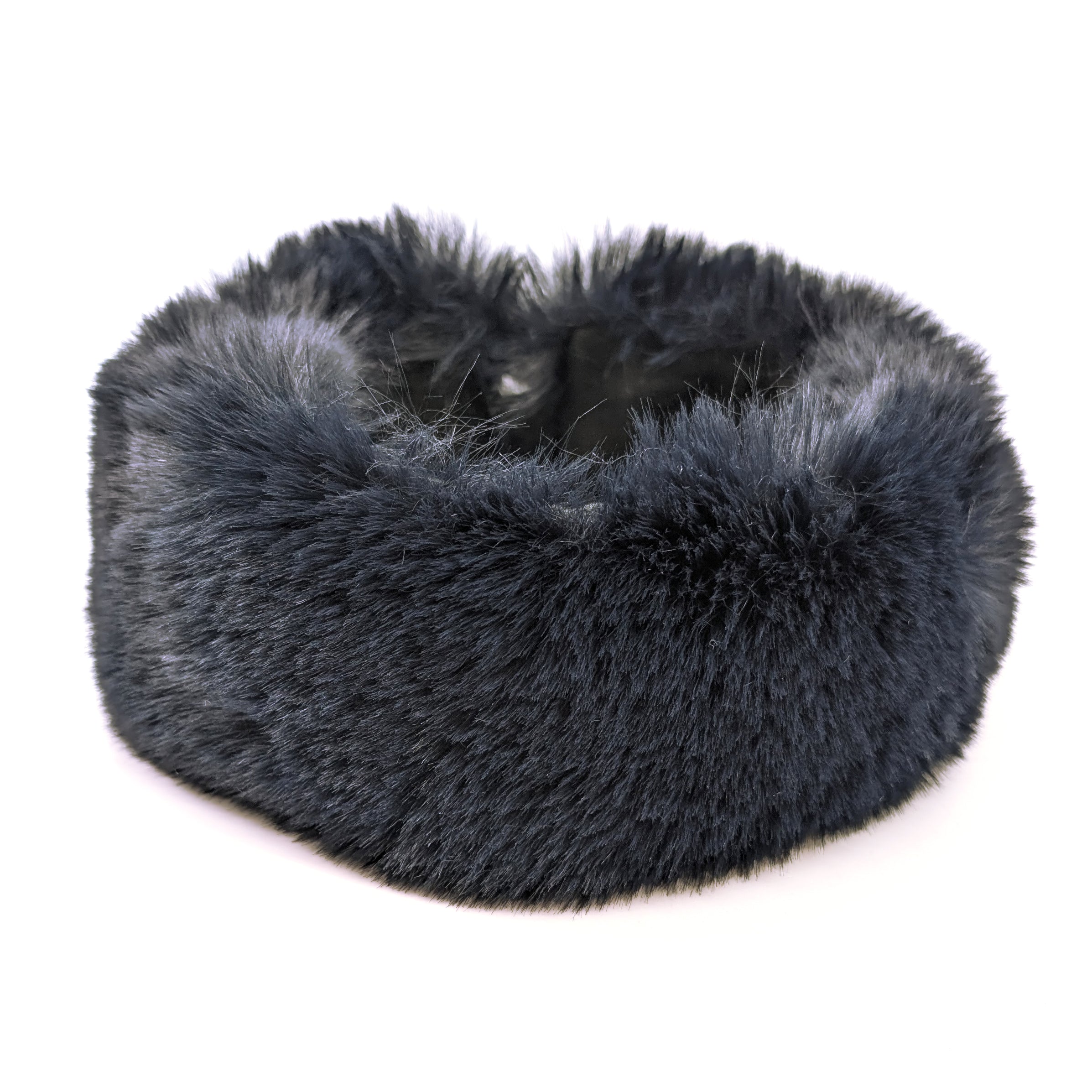 Faux Fur Head Band & Snood - Navy Blue