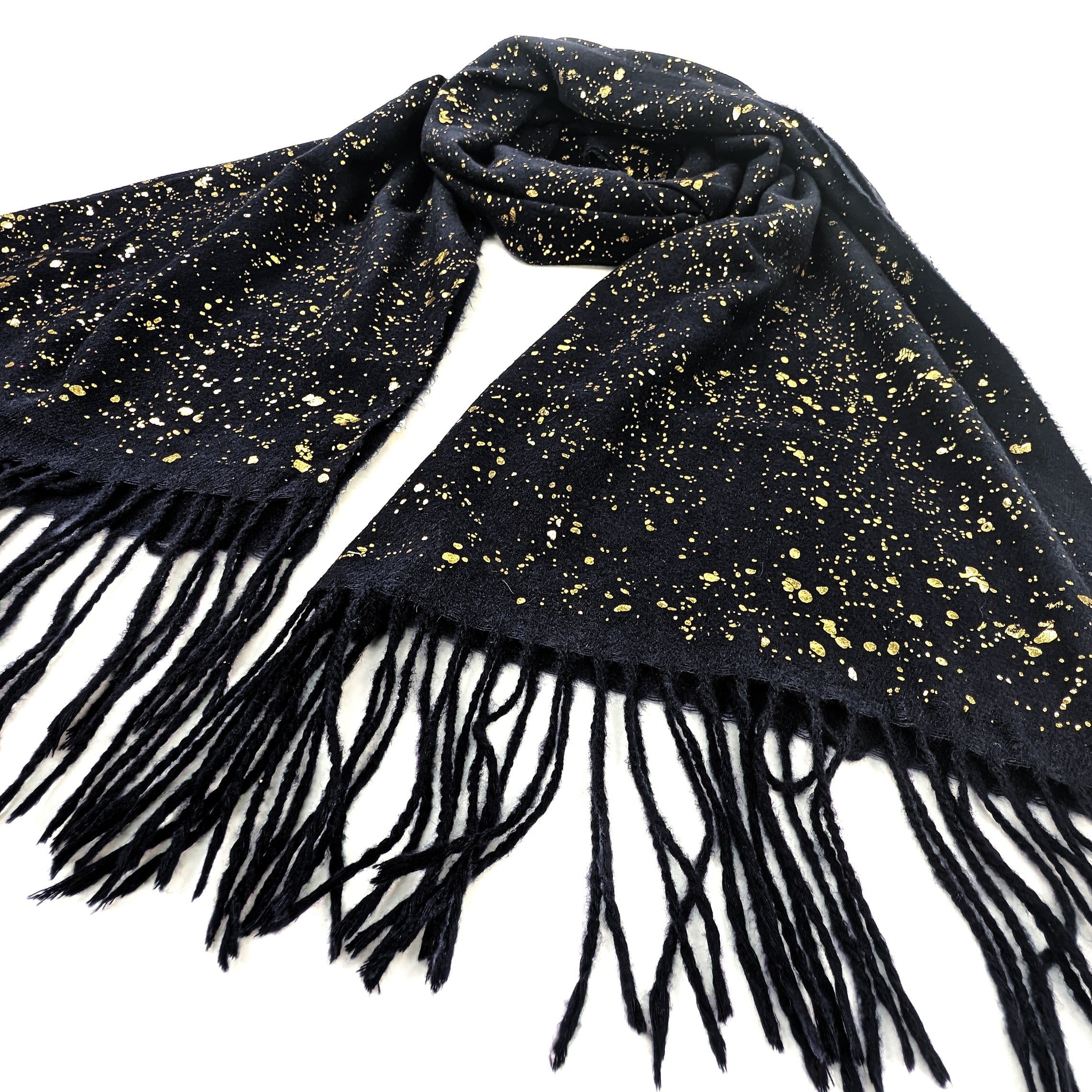 Byala - Splatters of Sparkle Pashmina (70x180cm) - Black