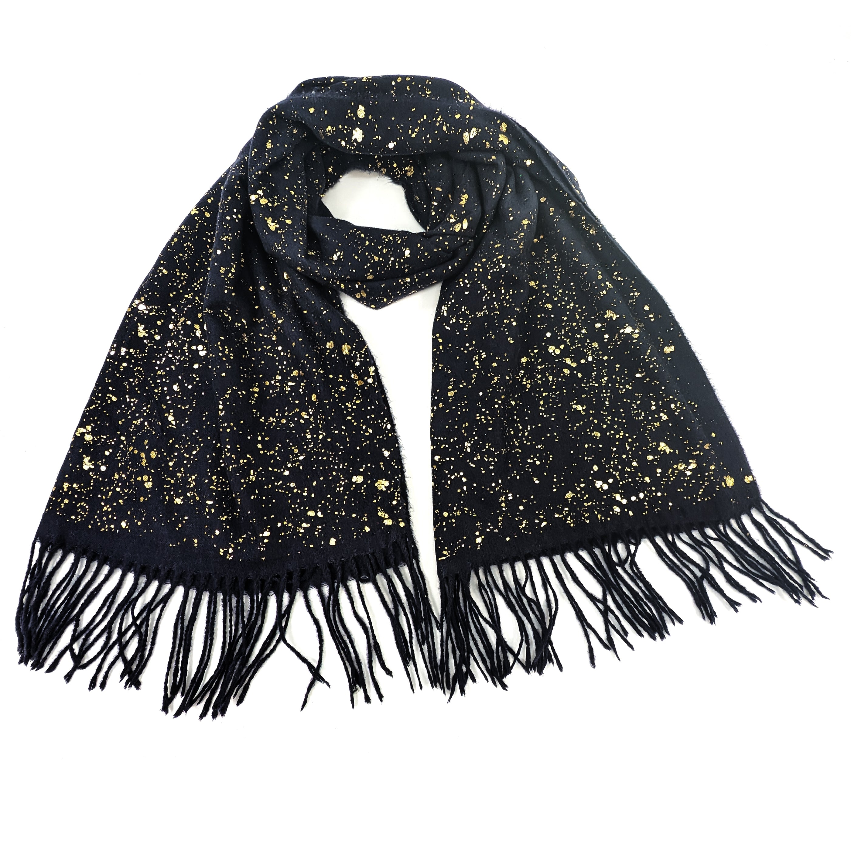 Byala - Splatters of Sparkle Pashmina (70x180cm) - Black