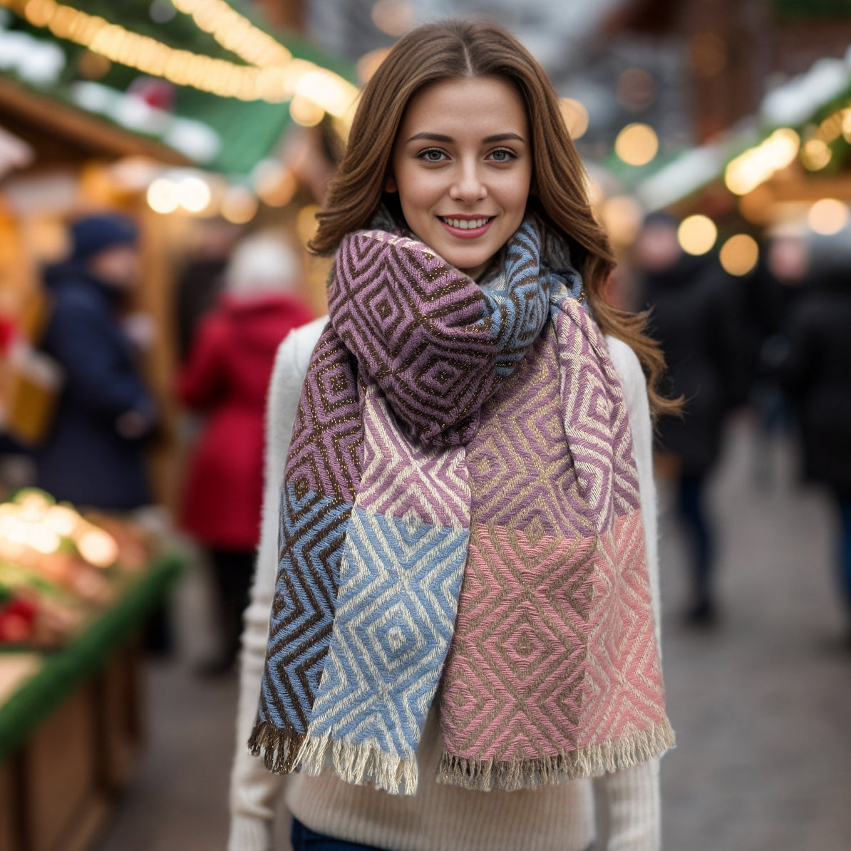 Nevsha Nevsha - Sparkling Diamonds Blanket Scarf (65x180cm) - Pink/Purples ...