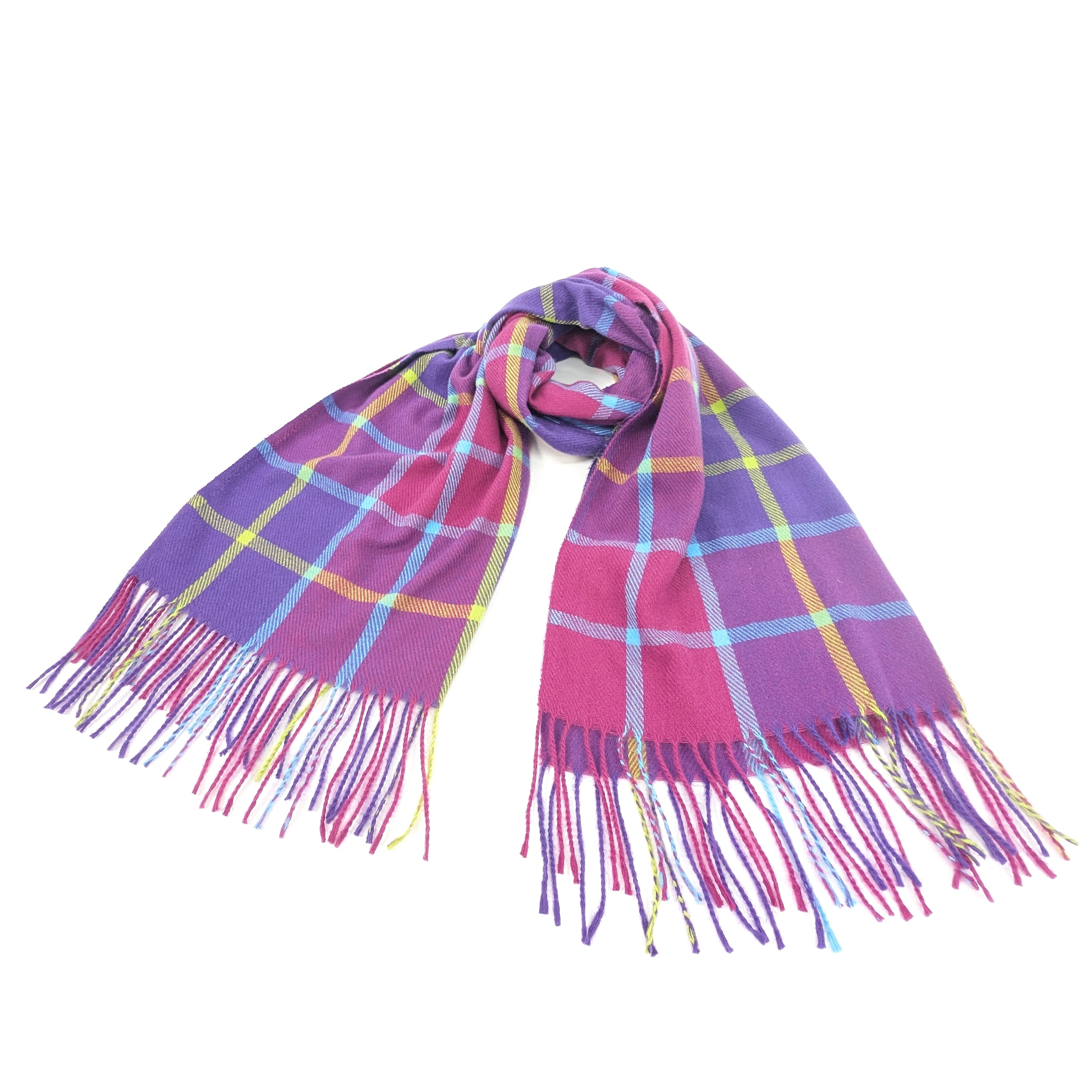 Zebil - Vibrant Squares Unisex Scarf (70x180cm) - Purple