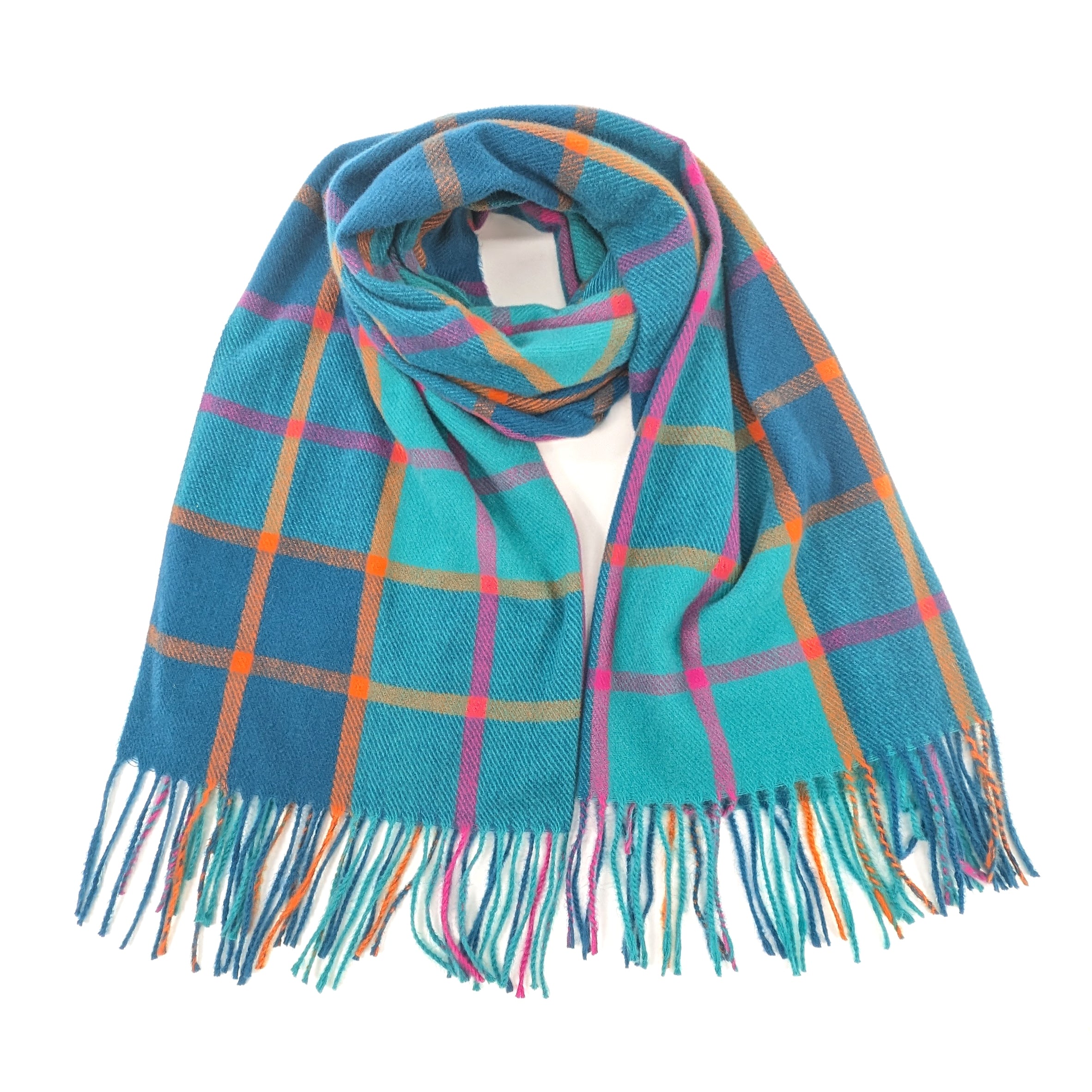 Zebil - Vibrant Squares Unisex Scarf (70x180cm) - Teal