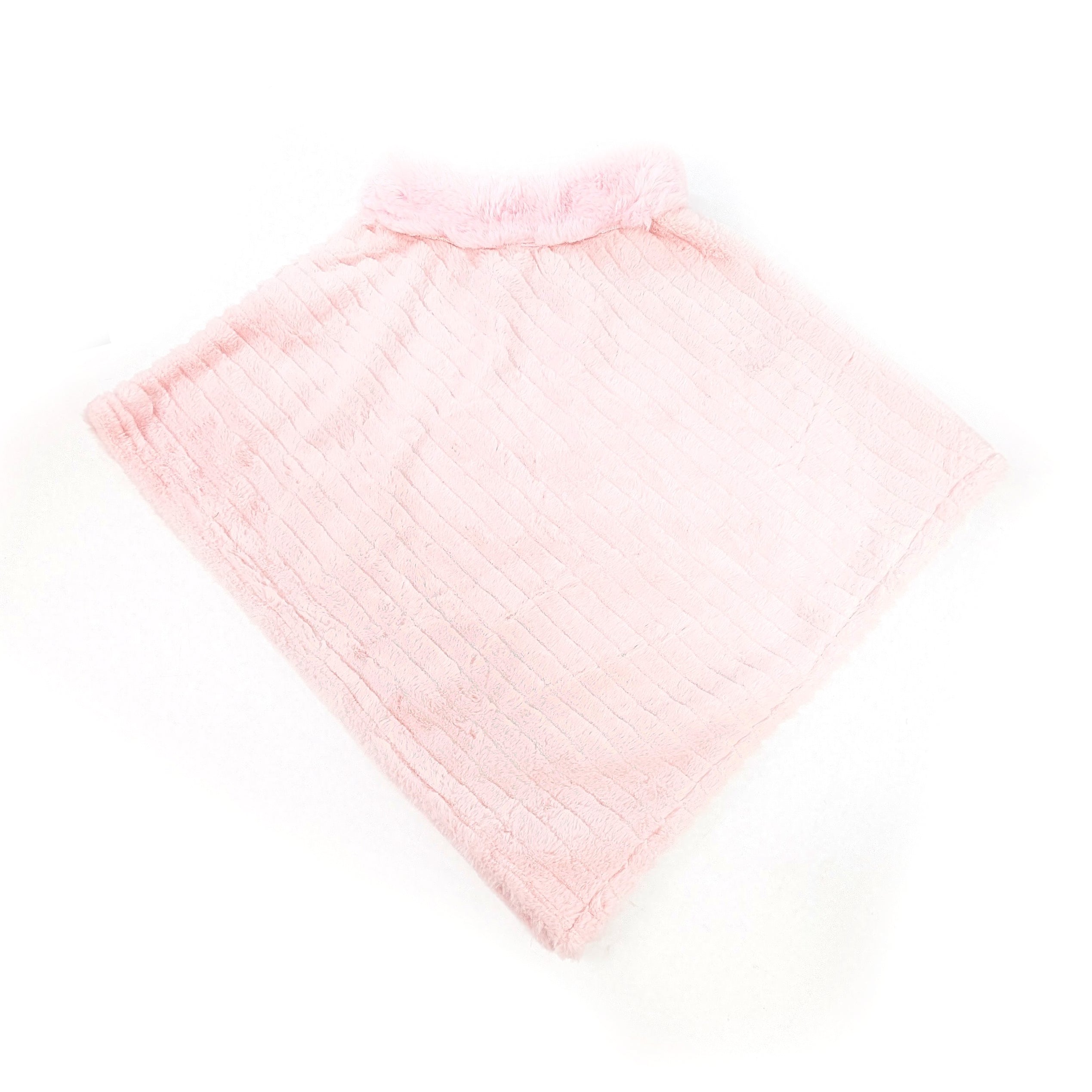 Childrens Faux Fur Poncho - Pink