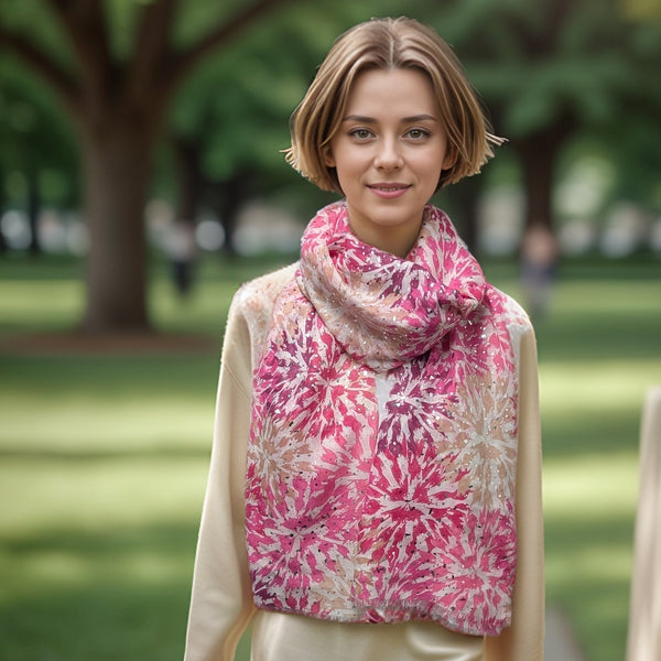 Flower Burst Scarf (90x180cm) - Pink